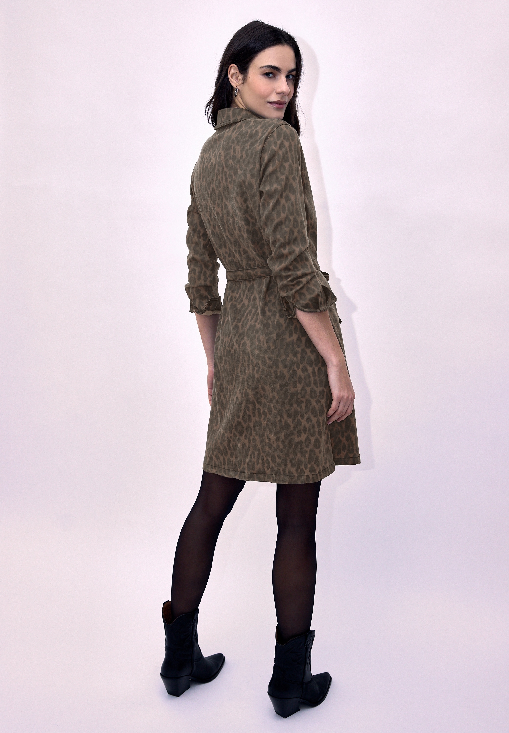 STREET ONE STUDIO Blusenkleid Brusttasche mit Bindegürtel zum Taillieren