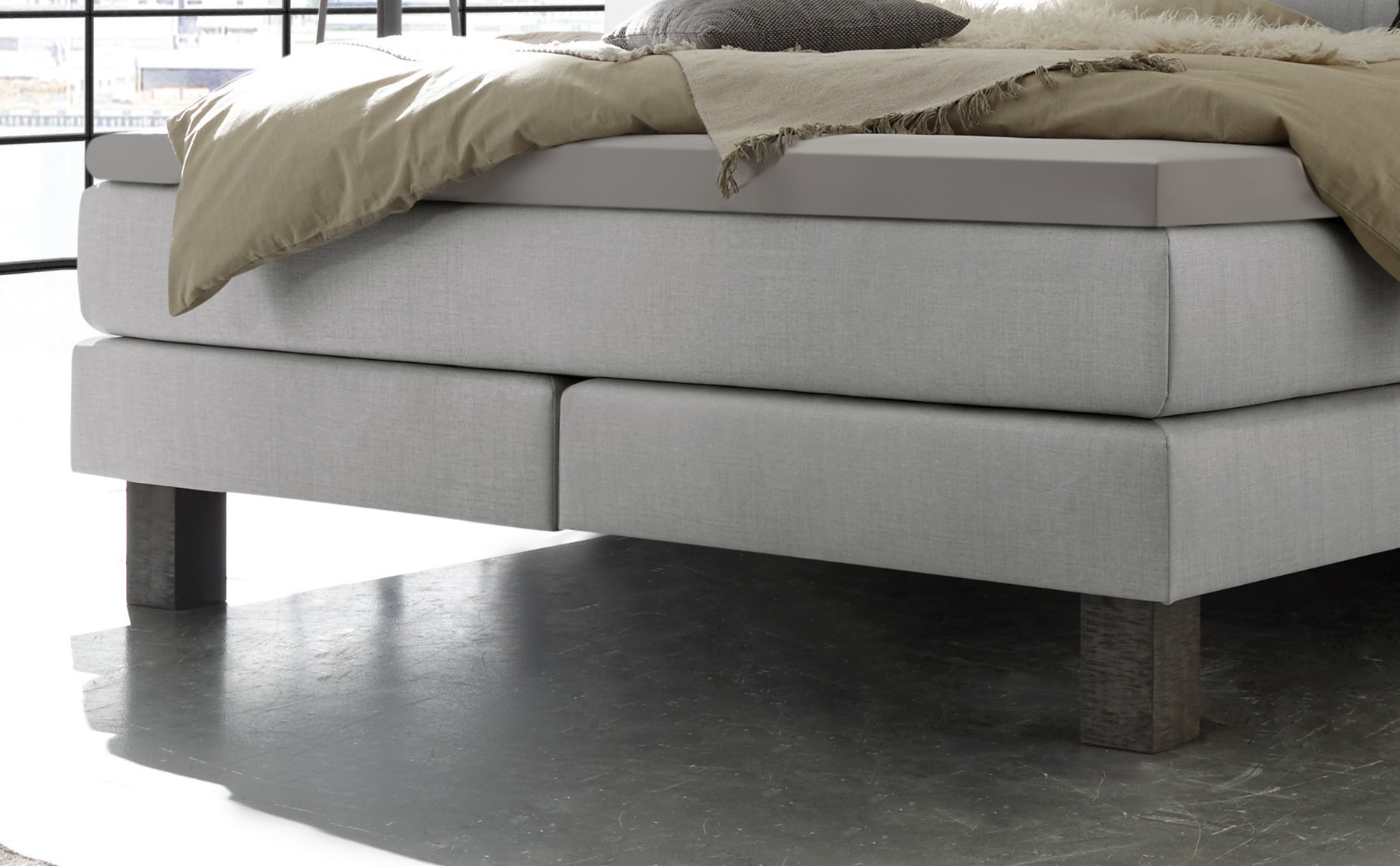 Thumbnail - HASENA Boxspringbett Memphis, im Vintagelook, Massivholz-Umrandung, Tonnentaschen-Federkernmatratze