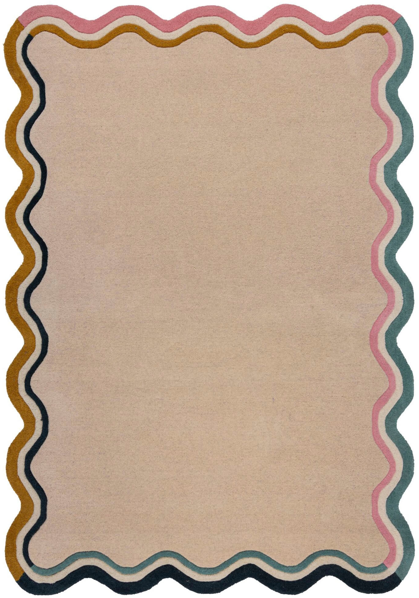 FLAIR RUGS Wollteppich »Leo Scallop«, rechteckig, 25 mm Höhe, Woll Border Teppich