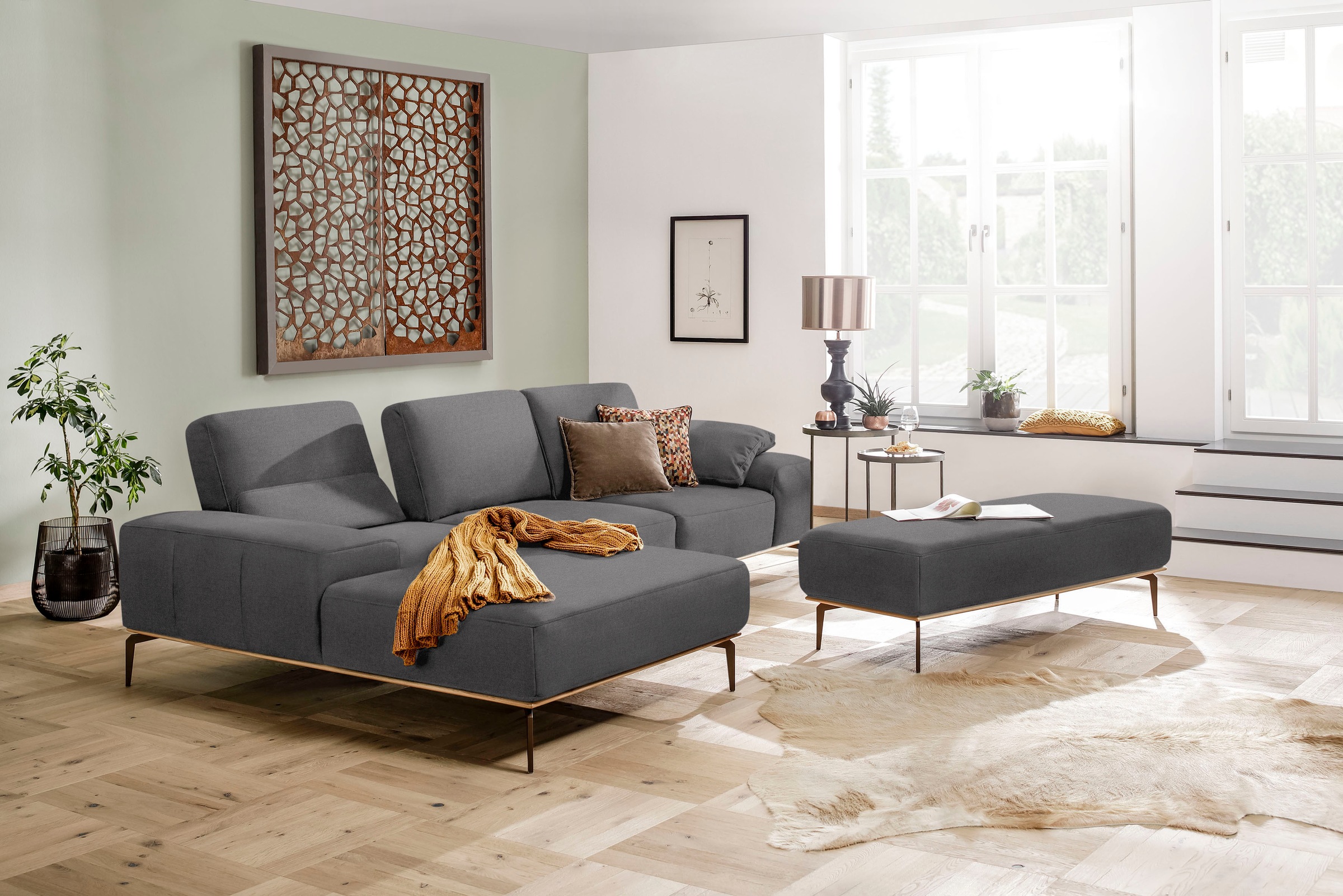 Sofakissen W.SCHILLIG "run", grau (grau w82), B:72cm H:20cm T:8cm, Flachgewebe W82 Q2 (74% Polyacryl, 26% Polyester), Polsterauflagen, Sofakissen, Nierenkissen, Breite 72 cm 3