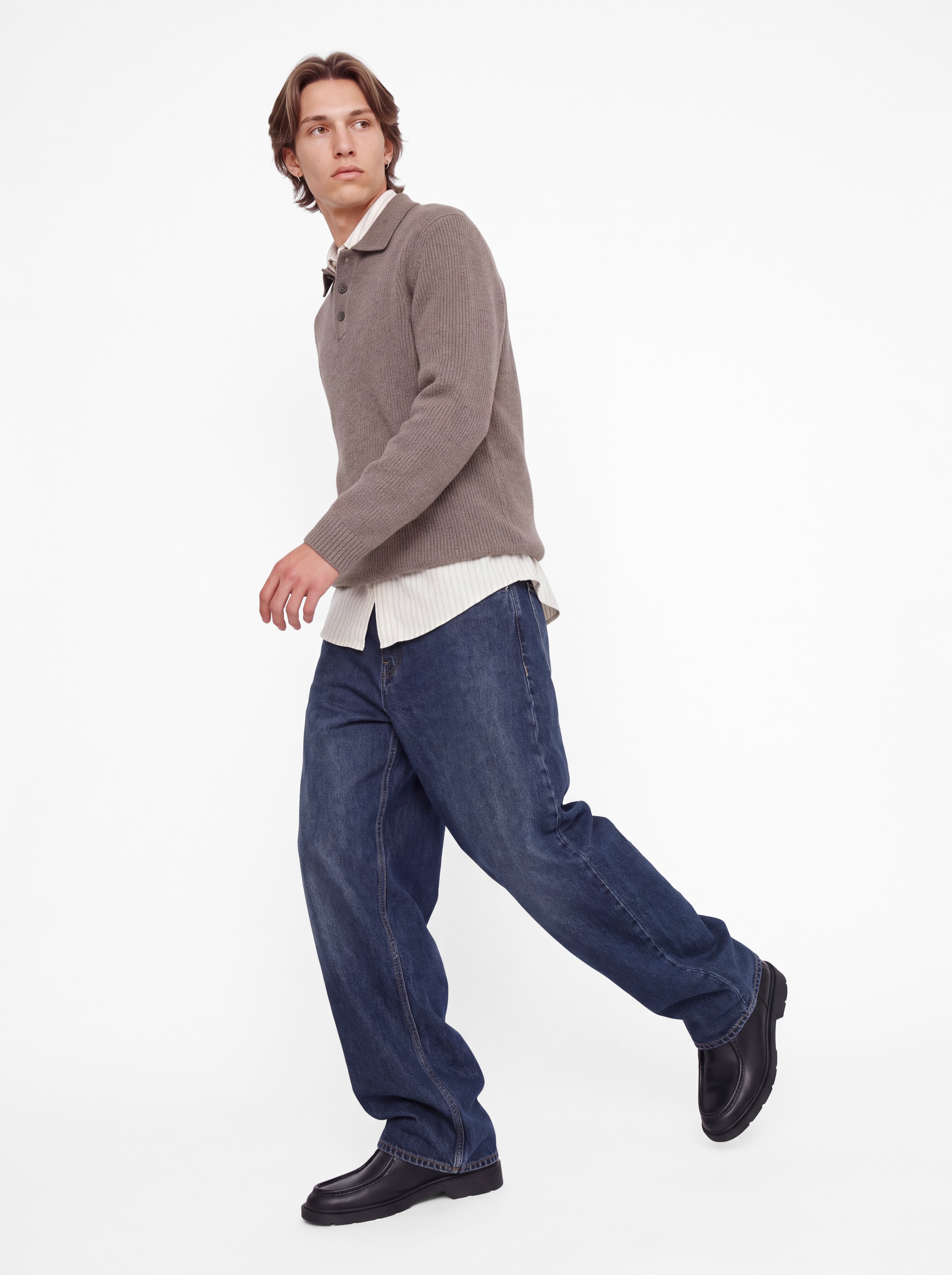 Jack & Jones Polokragenpullover »JPRBLAWESLEY KNIT POLO LS BF LN« Baumwollmischung, regular fit