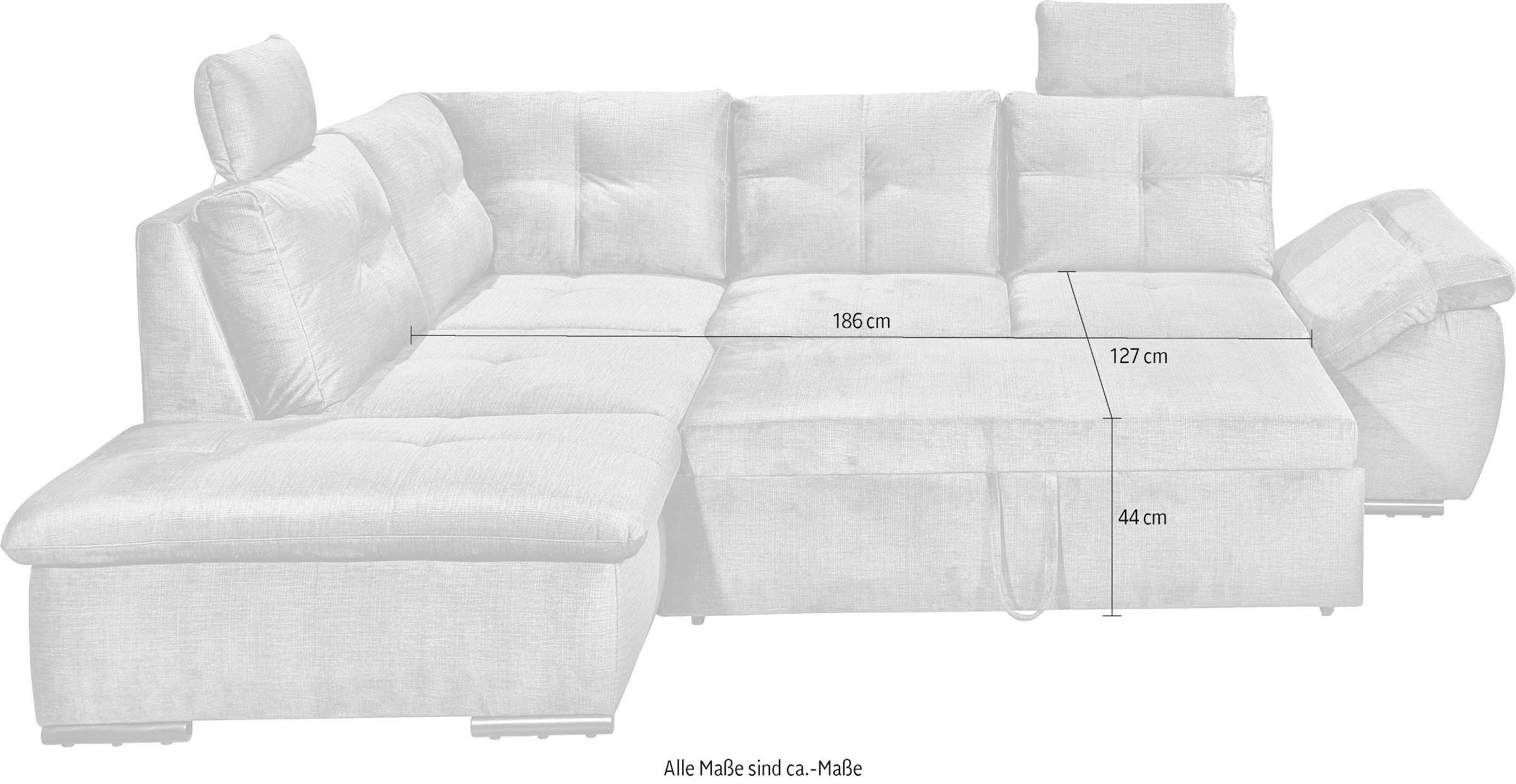 ED EXCITING DESIGN Ecksofa »Alija L-Form«, mit Bettfunktion, Bettkasten, Armteilverstellung & Kopfstützen