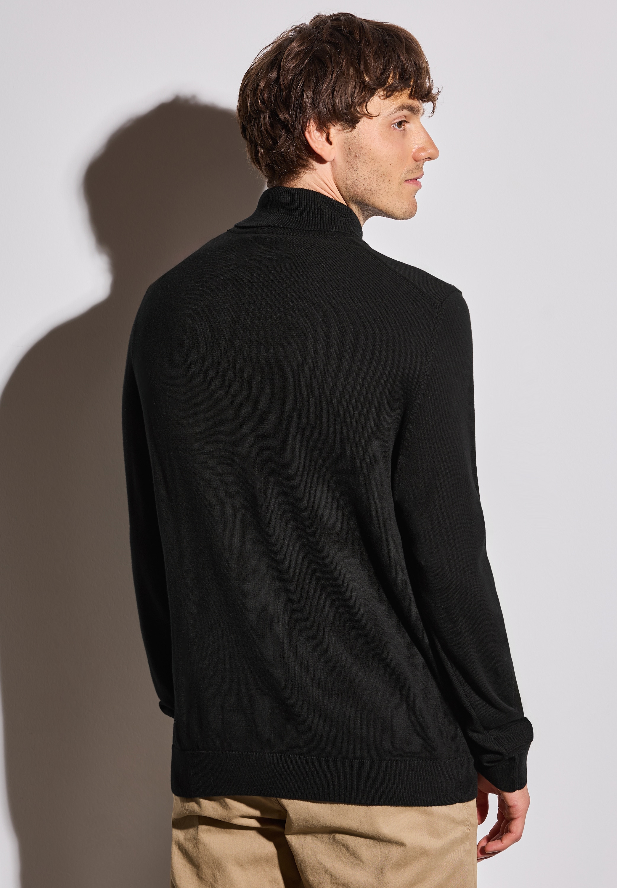 STREET ONE MEN Rollkragenpullover, aus reiner Baumwolle