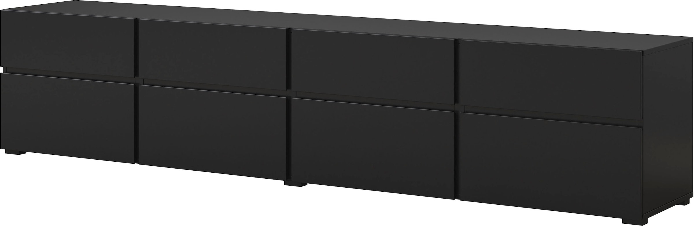 OTTO home Lowboard »Cross, moderne grifflose TV-Kommode,4 Klappen/4 Schubkästen« Breite 225 cm, TV-Schrank mit viel Stauraum, TV-Board