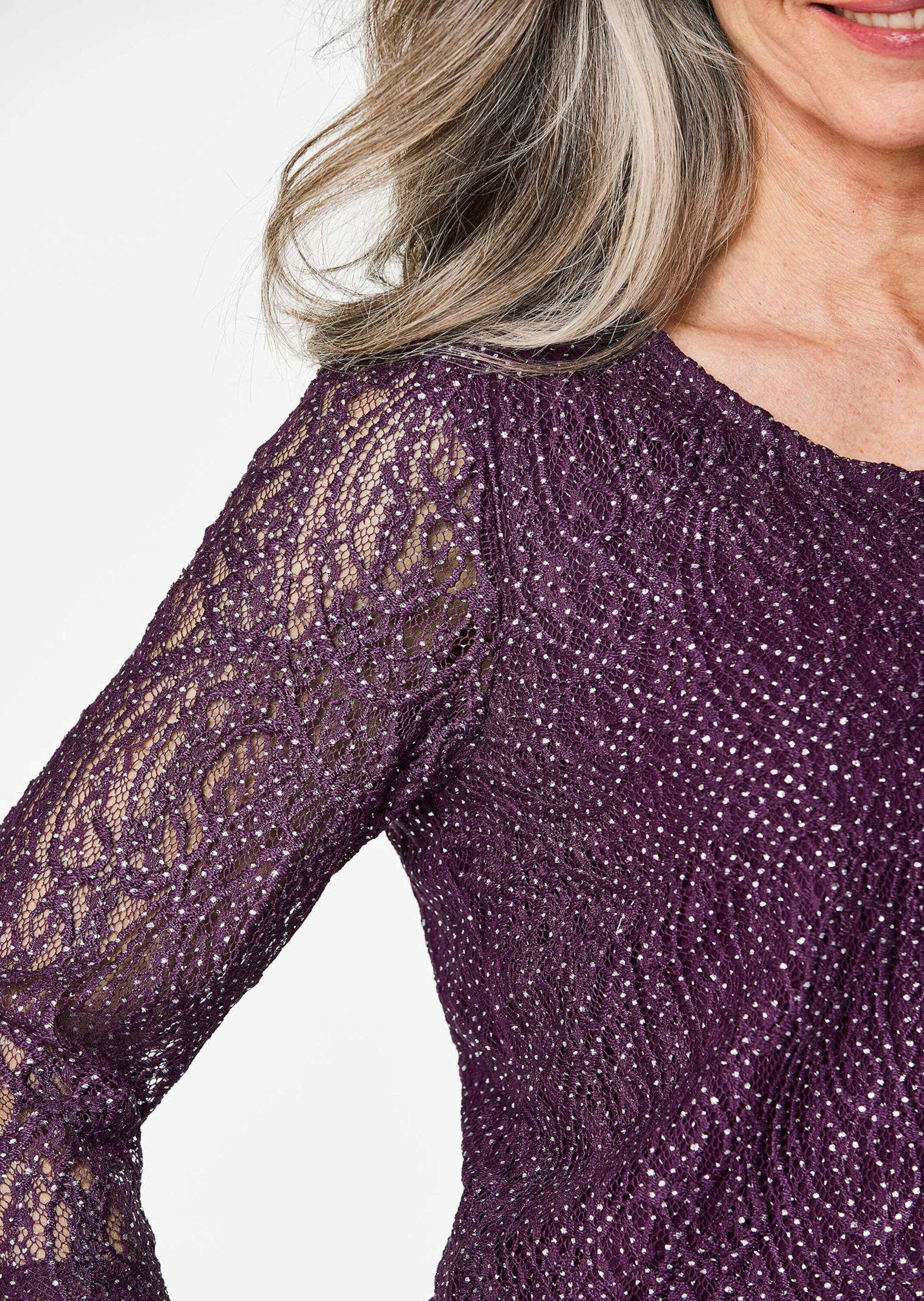 GOLDNER Kurzarmbluse »Spitzenbluse Spitzenbluse mit zartem Glanz«