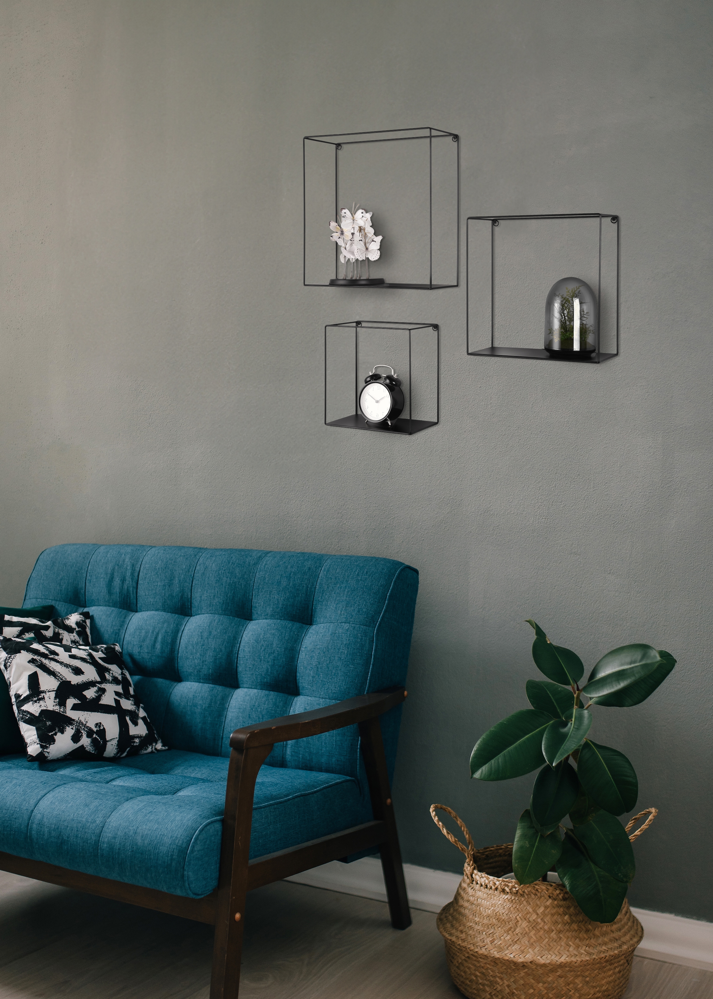 MIRRORS AND MORE Wandregal "Rita" Set, 3 tlg. Dekorative Regale, Metallrahm günstig online kaufen