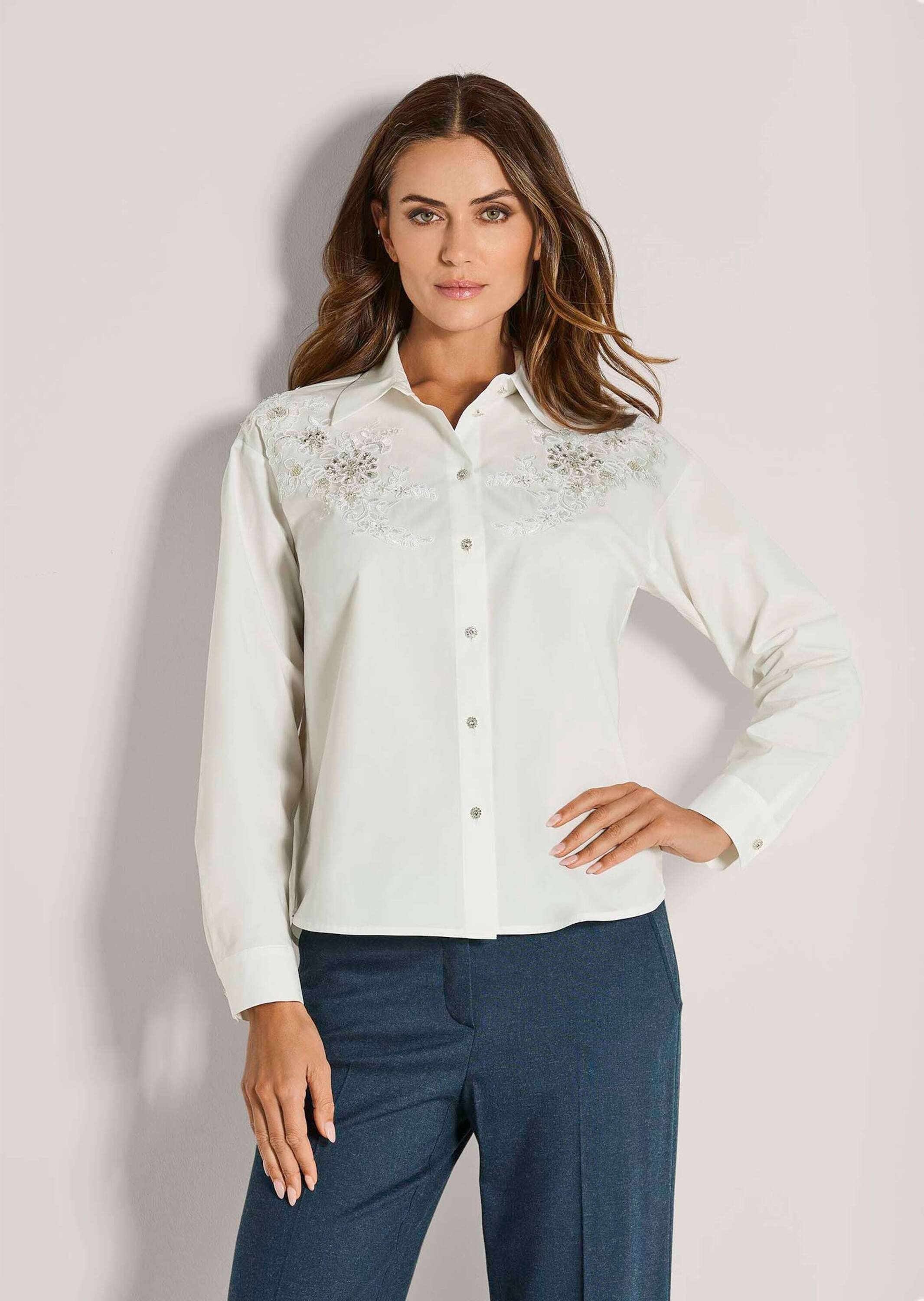 Thumbnail - MADELEINE Langarmbluse "Hemdbluse Elegante Bluse mit Zierperlen"