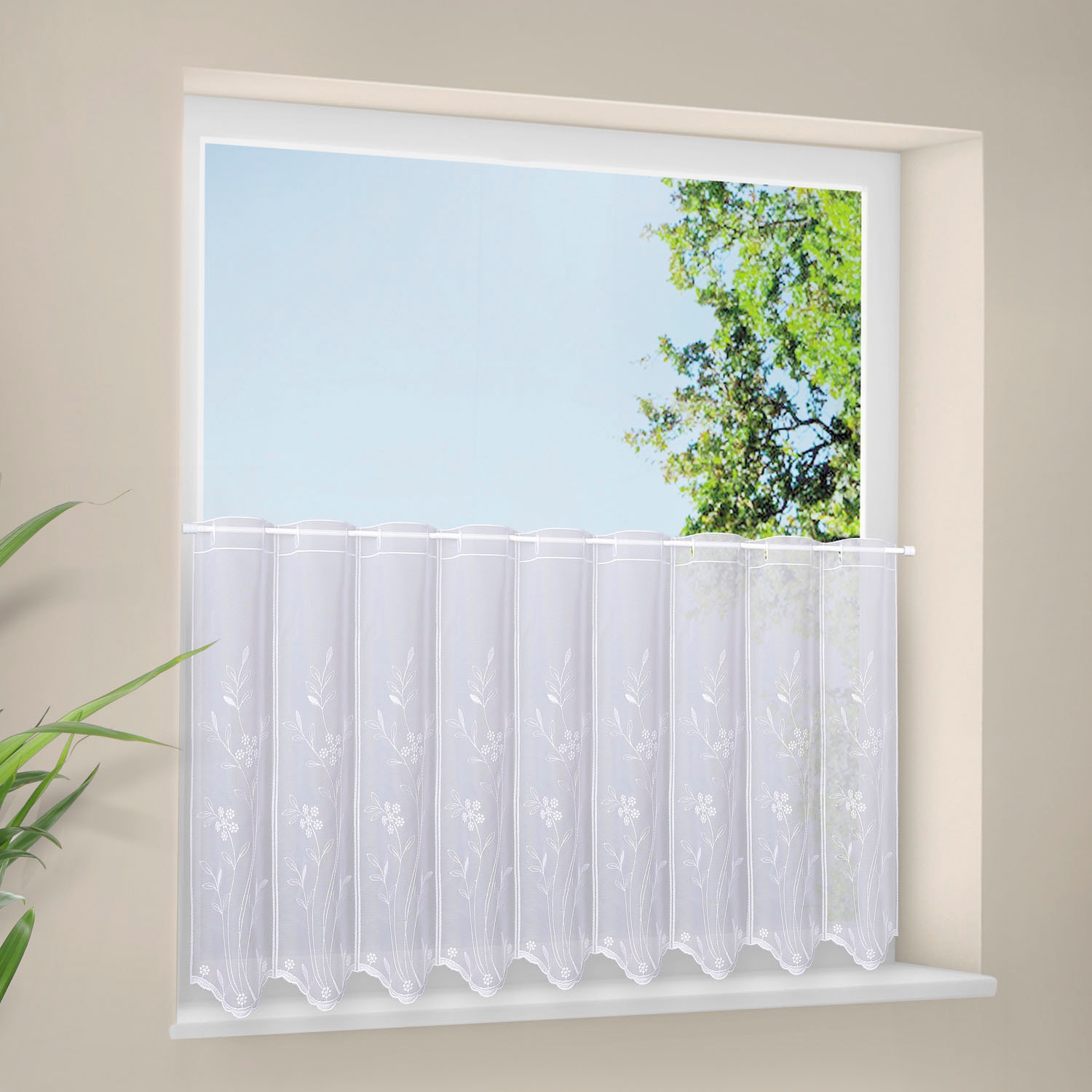 Gerster Scheibengardine "Arina" Durchzuglöcher 1 Stk. tlg. Stickerei-Bistro günstig online kaufen