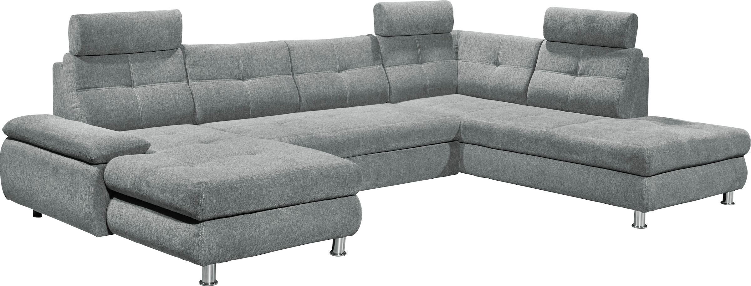 ED EXCITING DESIGN Wohnlandschaft »Alba U-Form«, mit Bettfunktion, Bettkasten, Kopfstützen, Armteilverstellung