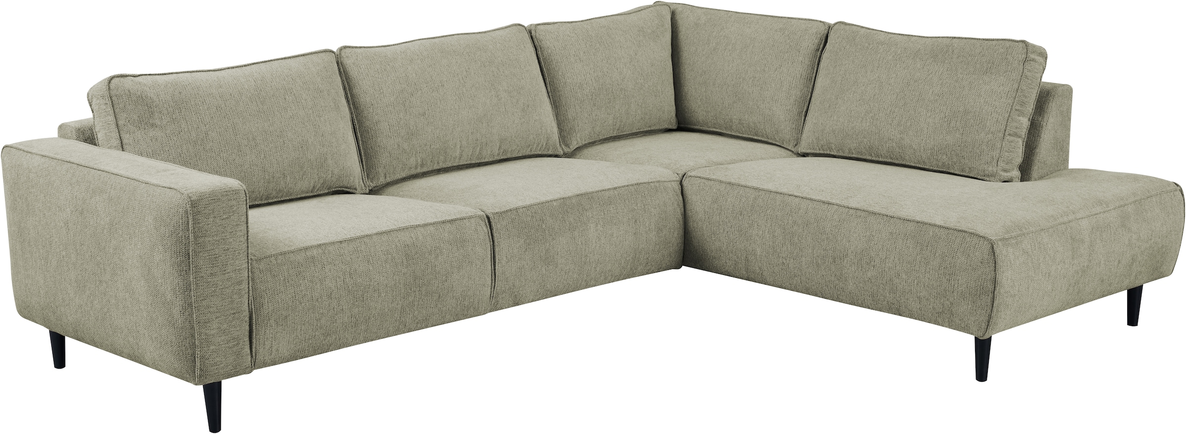Places of Style Ecksofa »Fumone, Lederoptik oder Soft-Touch Chenille«, Breite 260, mit schwarzen Massivholzfüßen