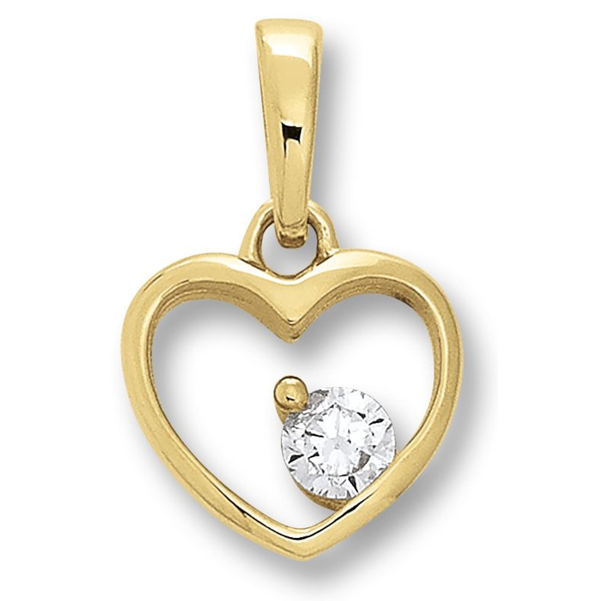 bestellen Herz Herz mit »Zirkonia Gelbgold«, 333 Anhänger BAUR Anhänger Damen mit - ONE Halskette aus verstellbarer Schmuckset Kette ELEMENT Set |