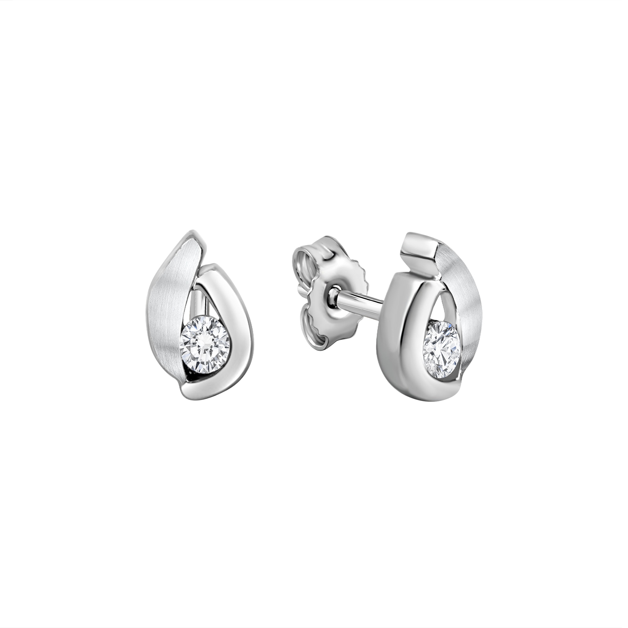 Paar Ohrstecker VIVANCE "925/- Sterling Silber rhodiniert glanz/matt Zirkonia", weiß (weiß, weiß), Ohrringe, Damen, one-size, Silber 925 (Sterlingsilber)