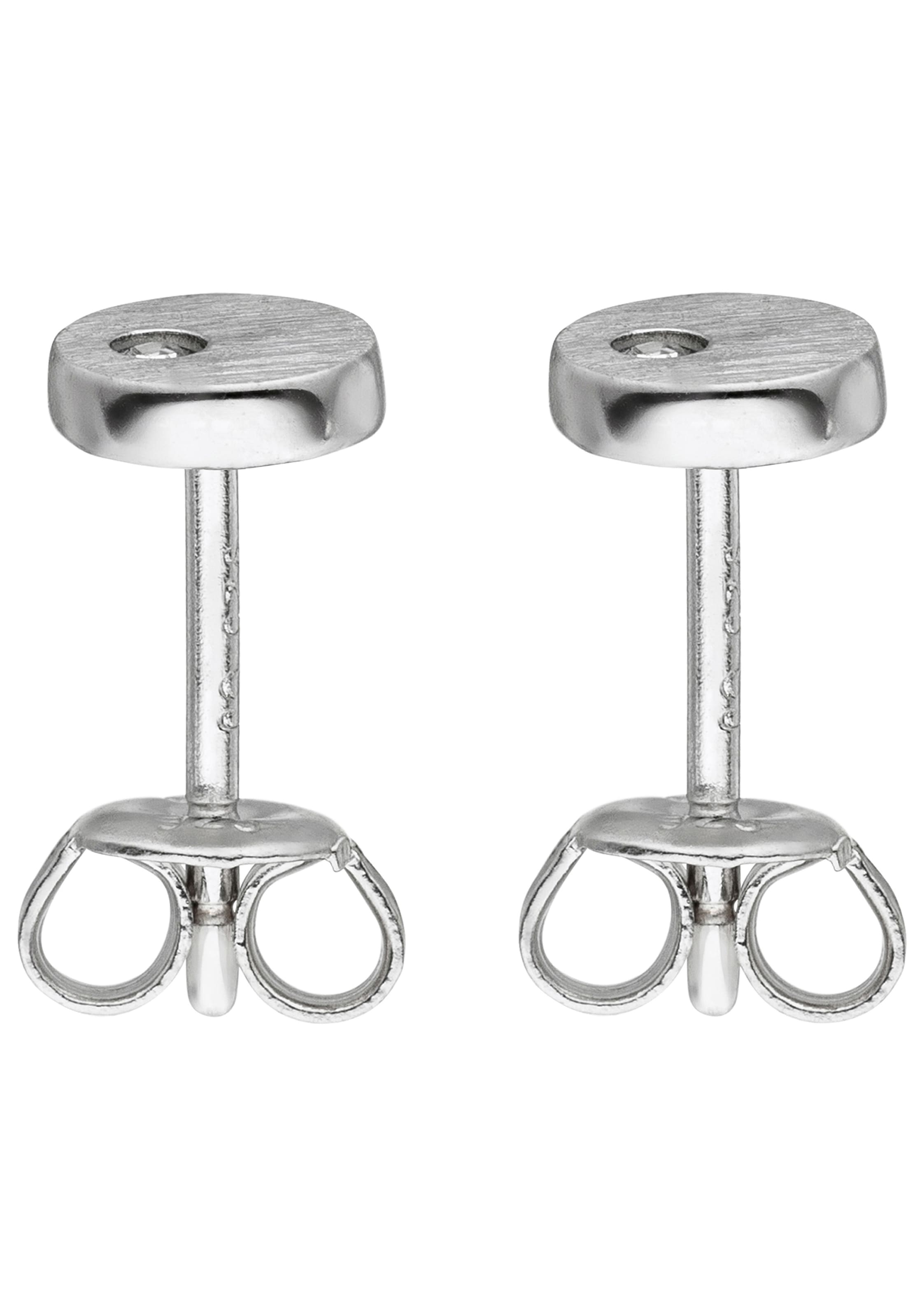 JOBO Paar Ohrstecker rund 925 Silber mit Zirkonia