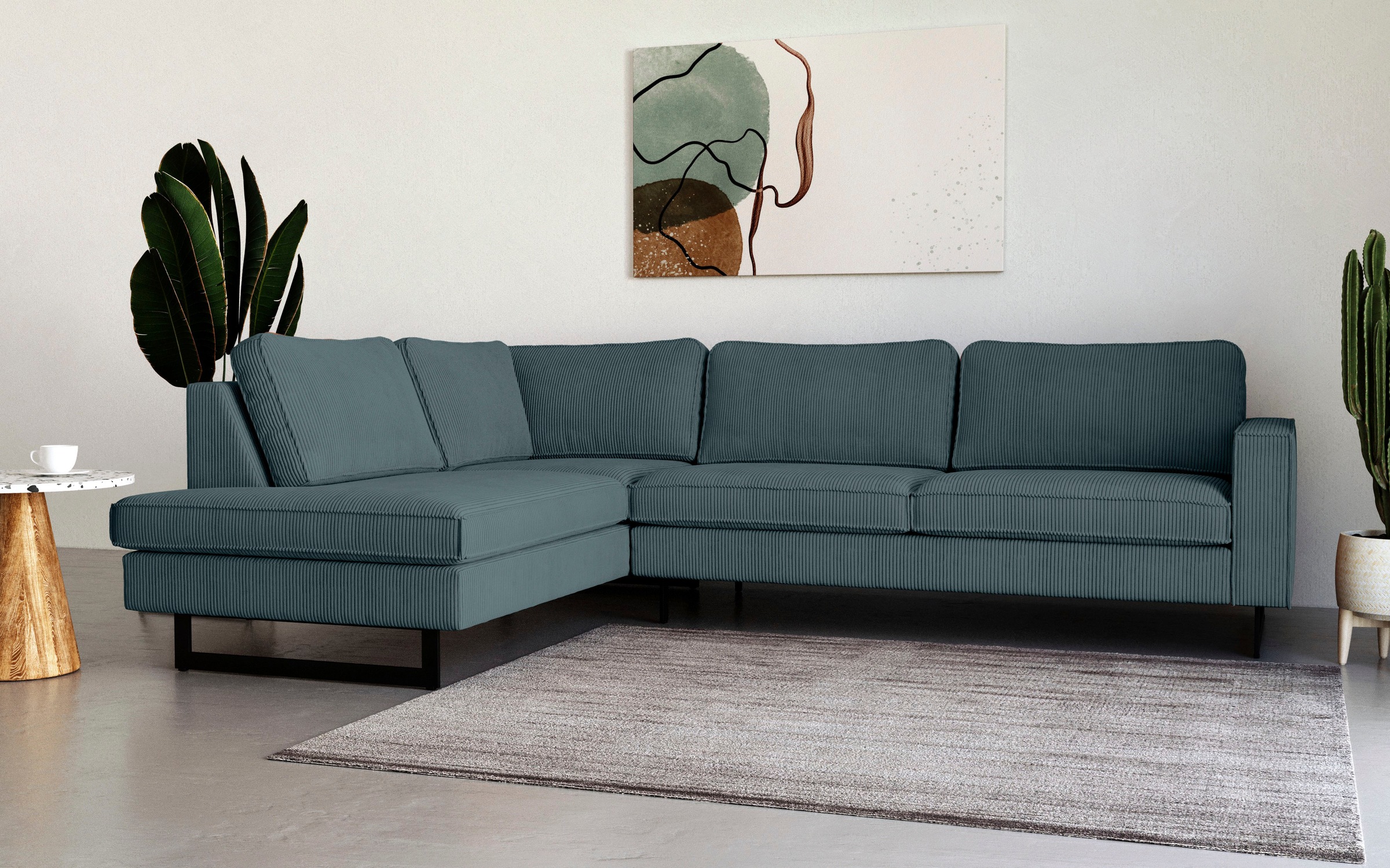 Places of Style Ecksofa "Pinto, 290 cm, Cord, Chenille, Lederoptik, Ottoman günstig online kaufen