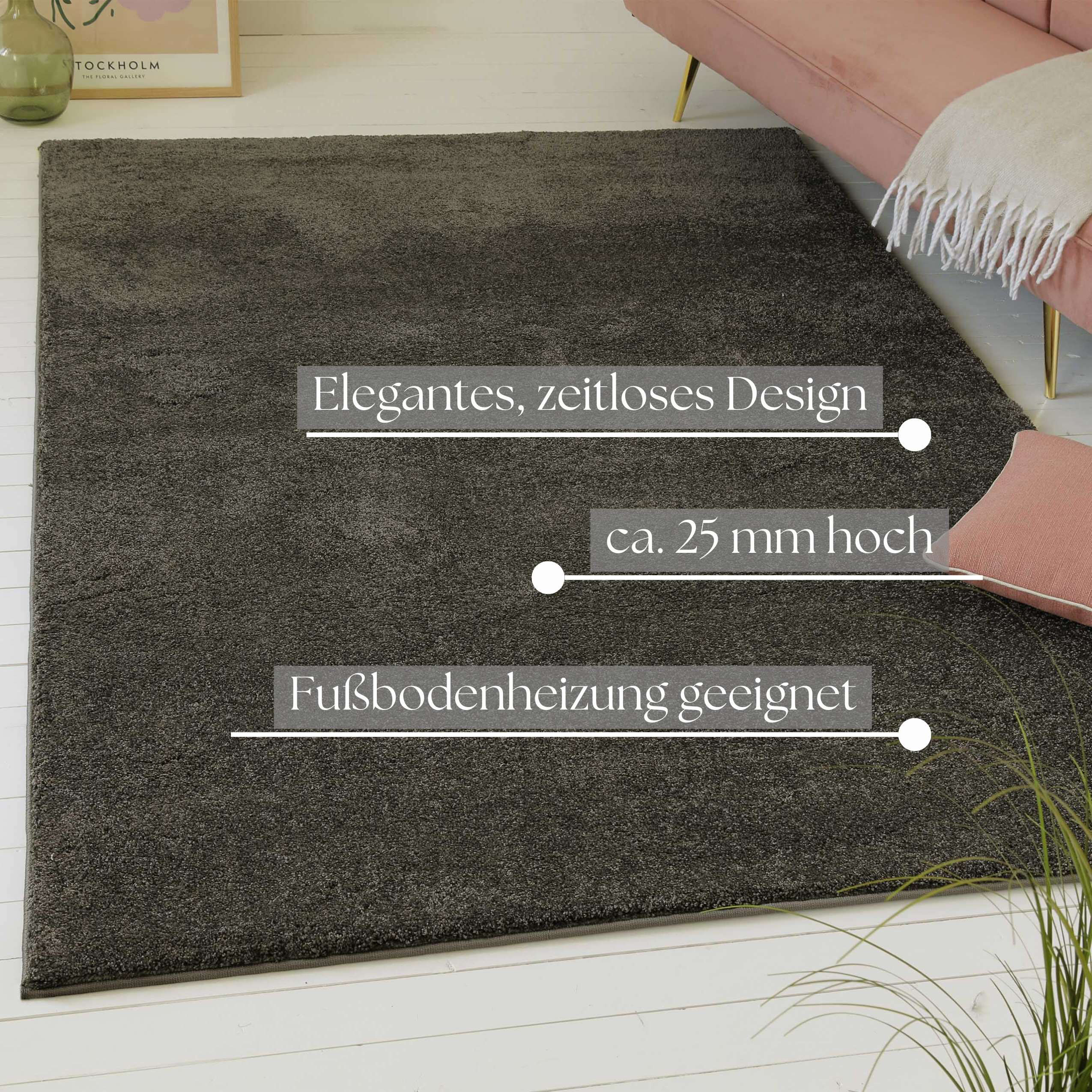 Thumbnail - my home Hochflor-Teppich "Yvaine, auch als Läufer erhältlich", rechteckig, 25 mm Höhe, Langflor, Shaggy, dichter weicher...
