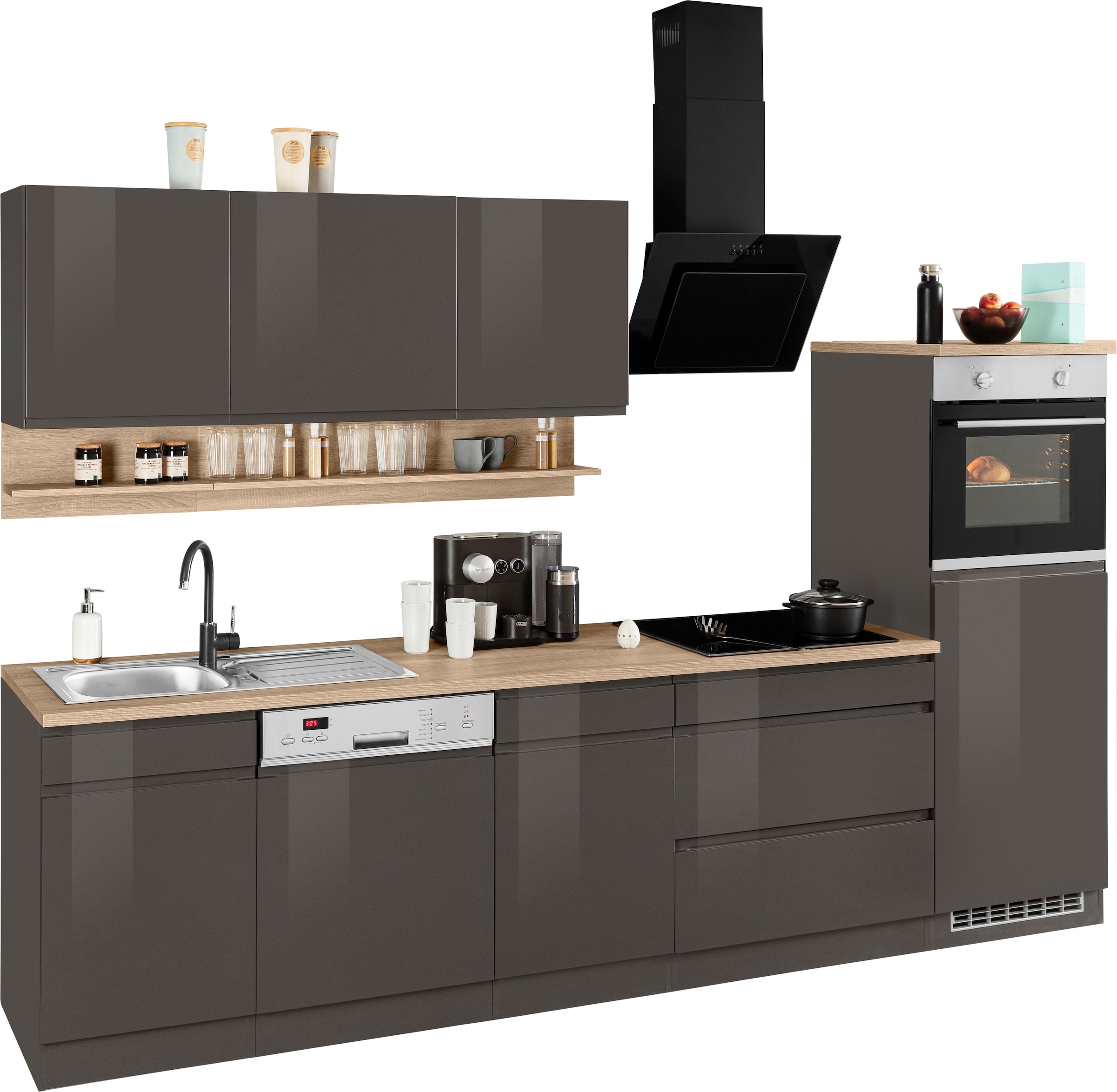 HELD MÖBEL Küchenzeile "Virginia", Breite 300 cm, mit E-Geräten günstig online kaufen