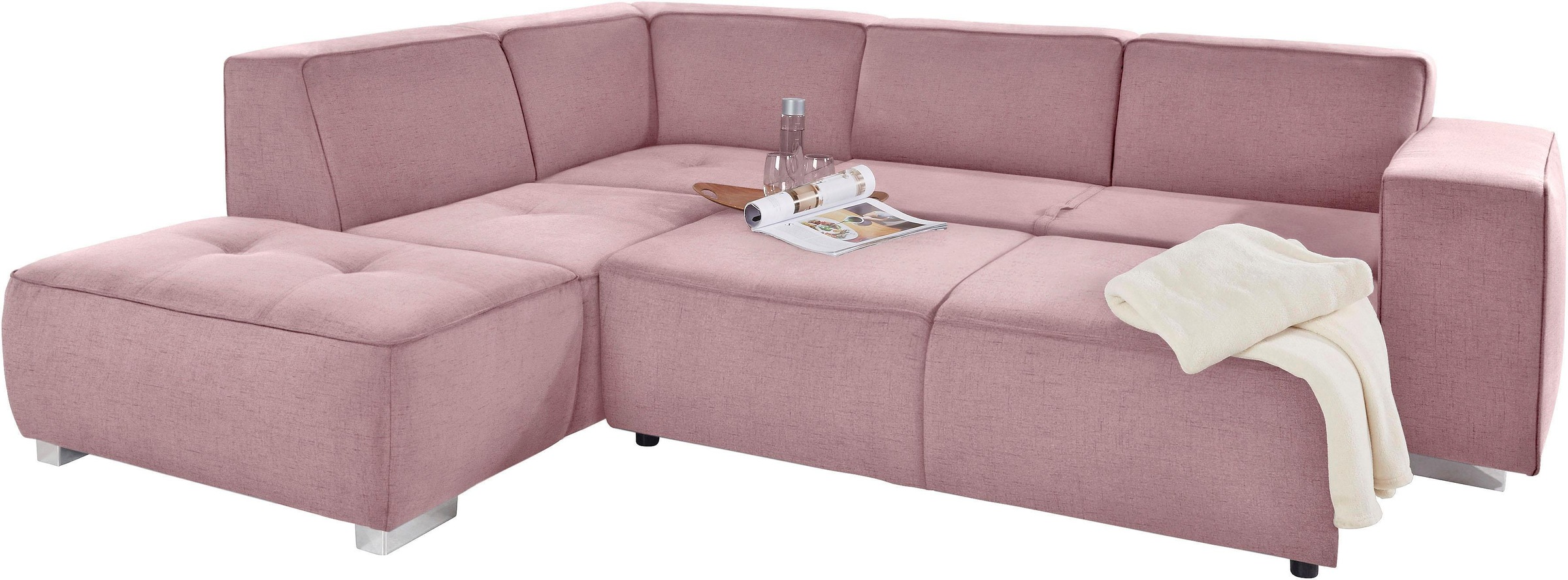 INOSIGN Ecksofa »Sapporo L-Form«, wahlweise Bettfunktion oder Sitztiefenverstellung, Federkern