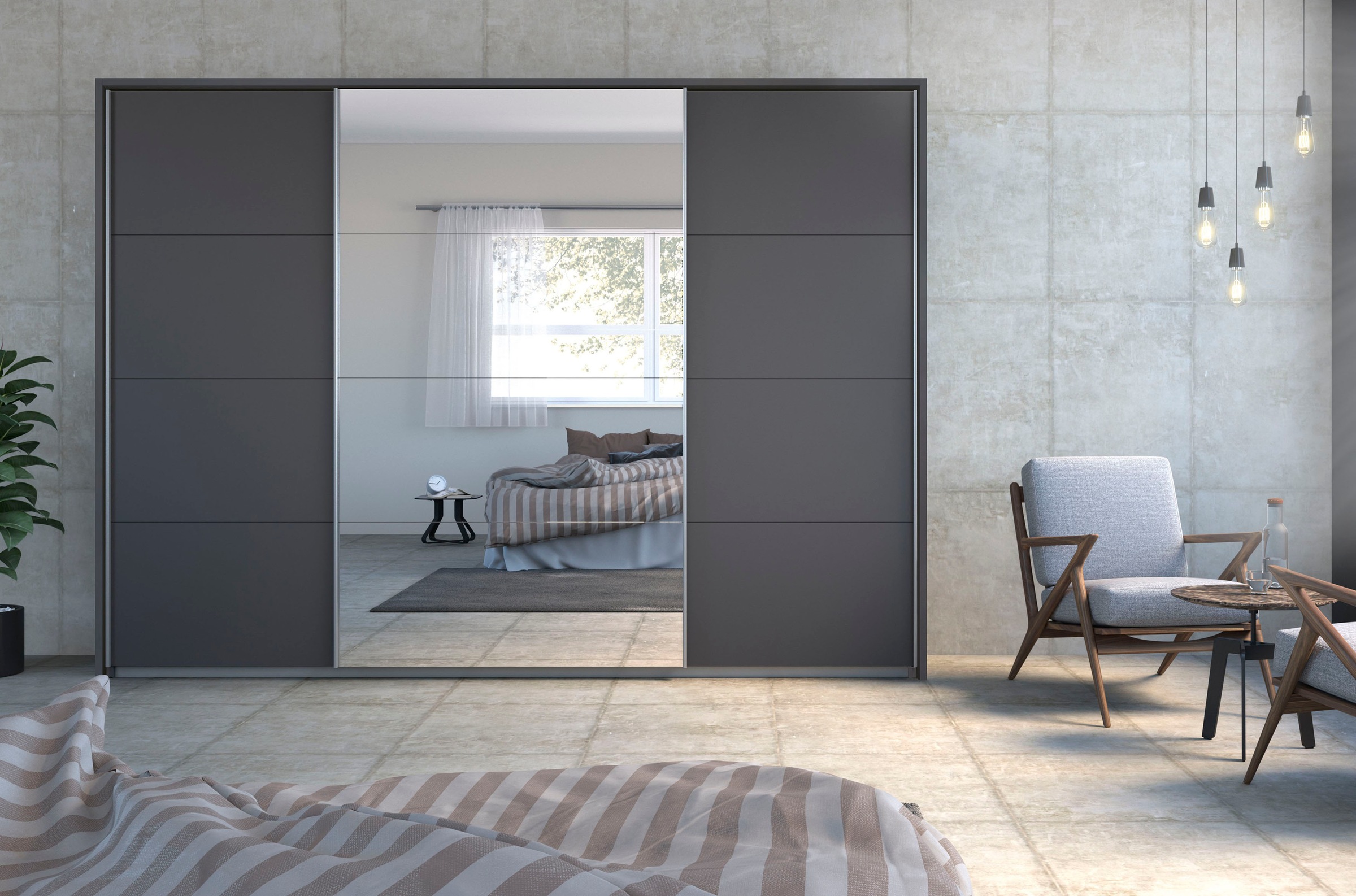 rauch Schwebetürenschrank »Kleiderschrank Schrank Garderobe Wäscheschrank TOMA mit Passepartout«, inkl. Regaleinsatz sowie zusätzlichen Einlegeböden MADE IN GERMANY