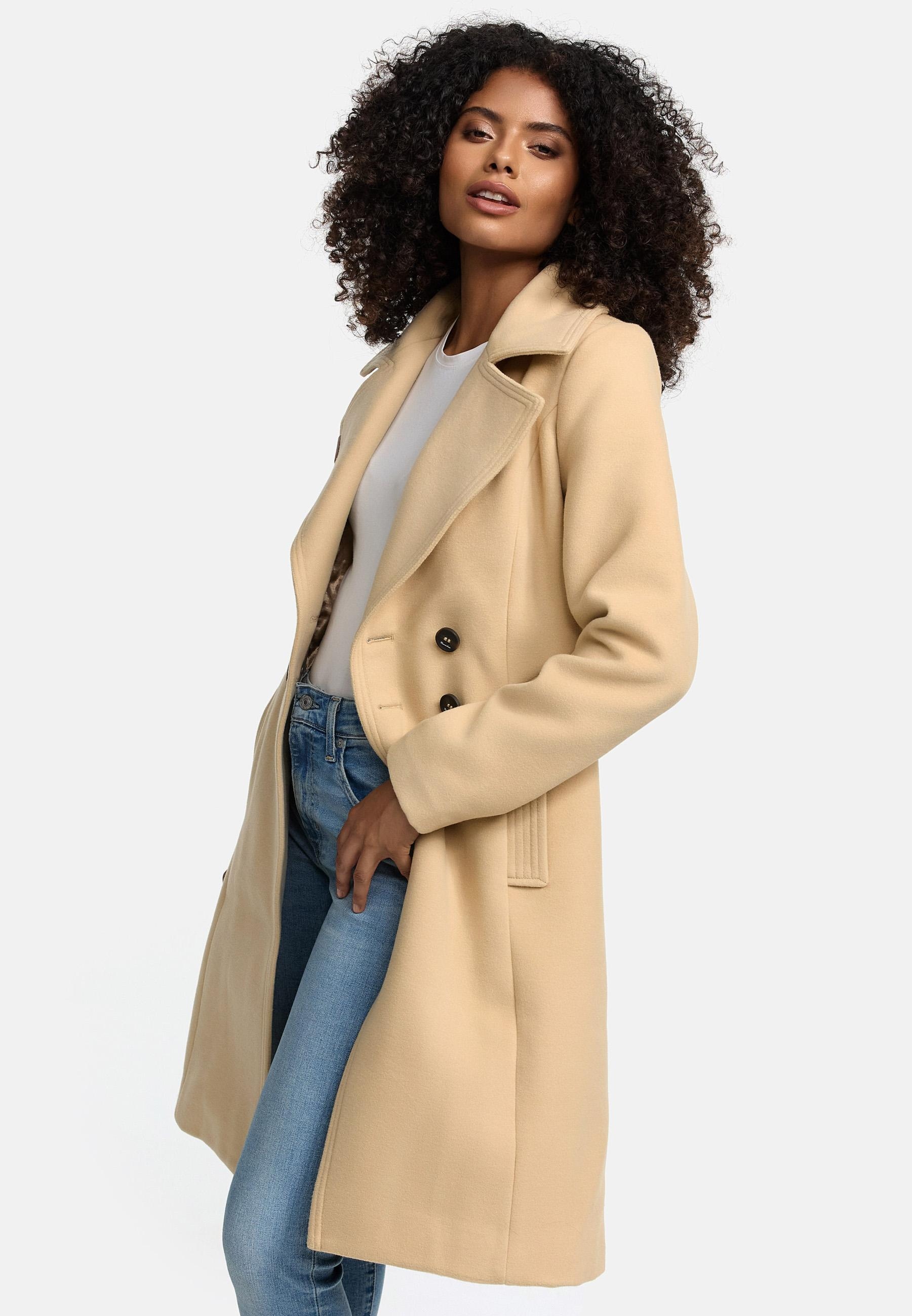 Navahoo Wintermantel »Wooly«, edler Damen Trenchcoat in Wollmantel-Optik