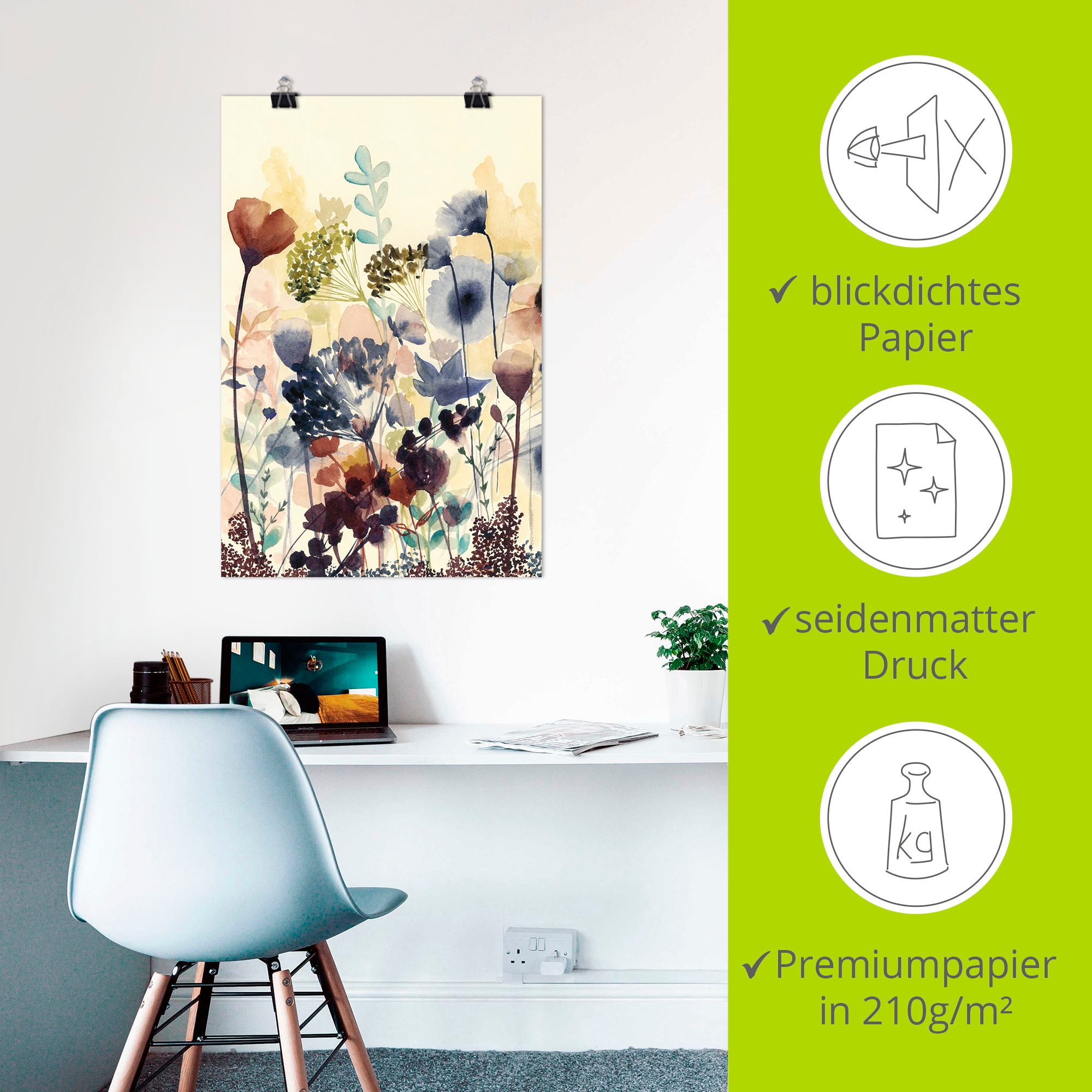 Artland Wandbild »Sonnengetrocknete Blüten I«, Blumenwiese, (1 St.), als Alubild, Outdoorbild, Leinwandbild, Poster, Wandaufkleber