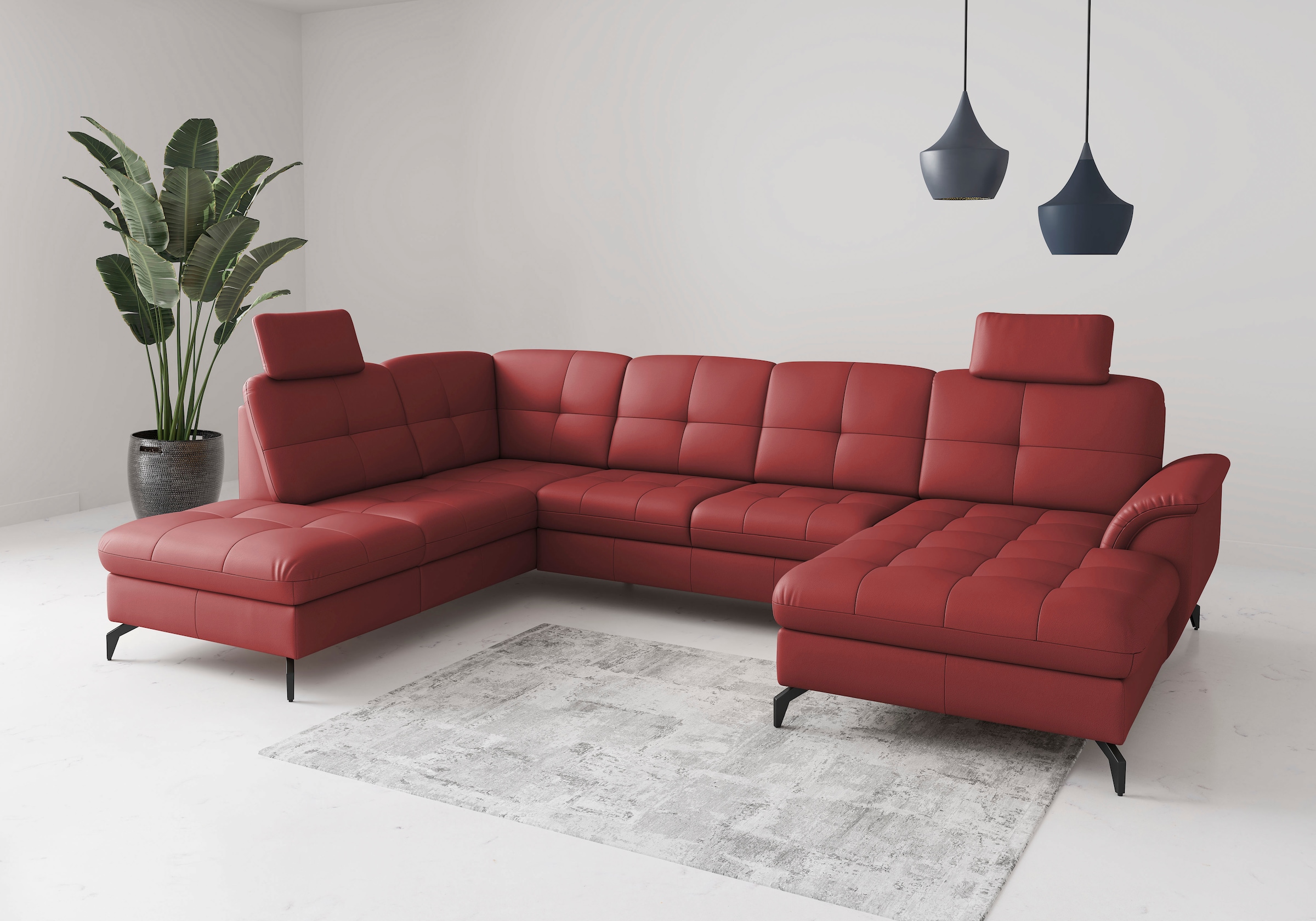 Wohnlandschaft SIT & MORE, T:212cmfeuerrot, Sofas, "Zora"