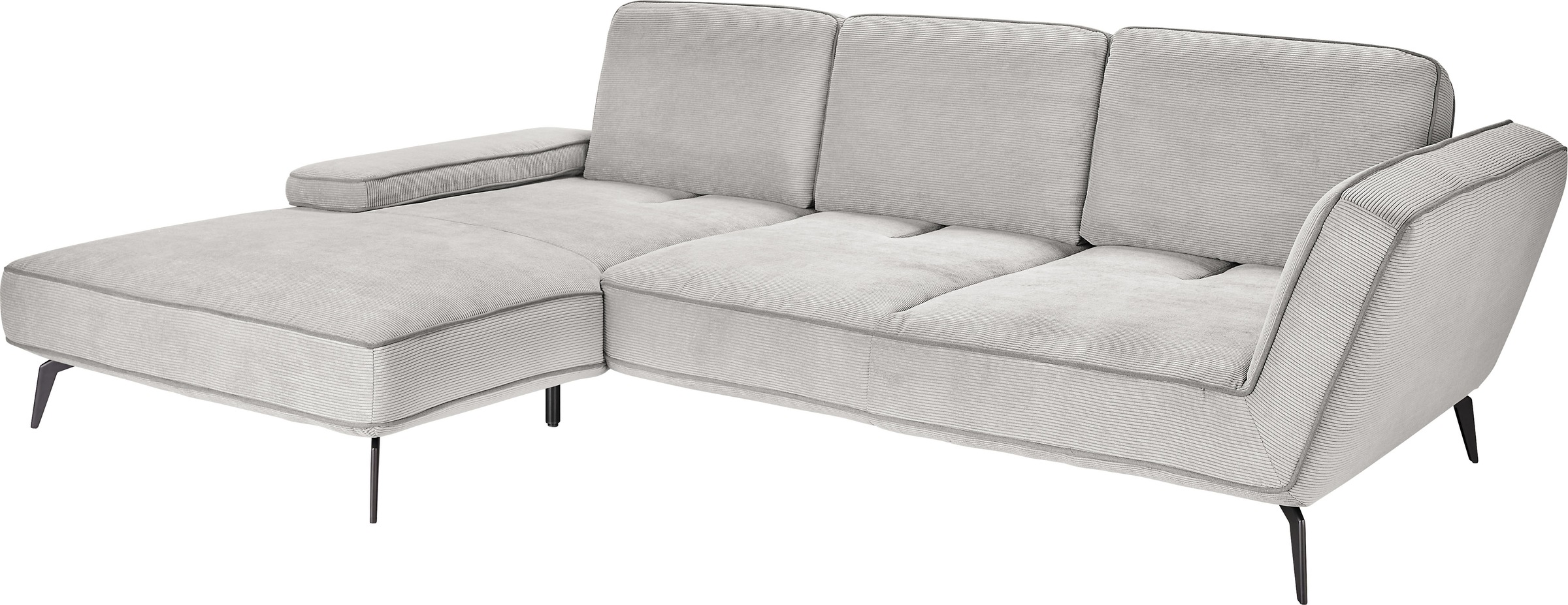 set one by Musterring Ecksofa »SO 4500, Füße schwarz matt, inkl Schwenkrückenfunktion, Cord, L-Form«, wahlweise mit Kopfstütze/Armteilverstellung/Rückenneigung