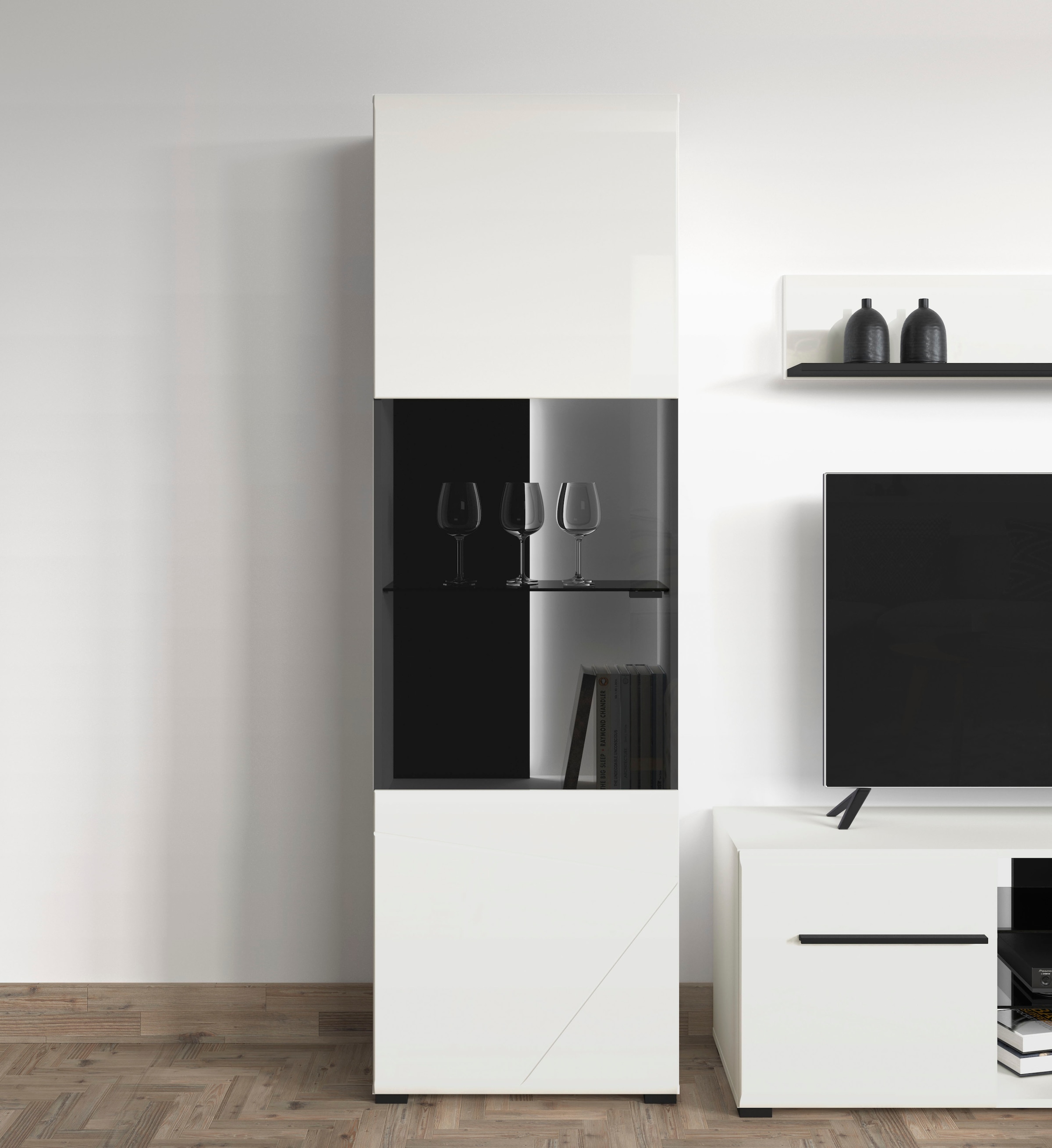 Home affaire Vitrine "Trentino" Höhe ca. 190 cm, Soft-Close-Funktion, Hochglanzfronten