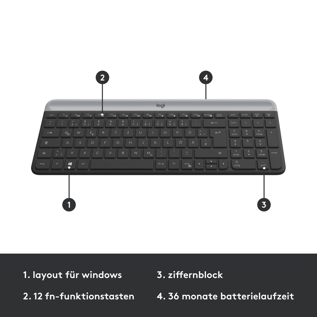 Logitech Tastatur- und Maus-Set »Slim Wireless MK470«