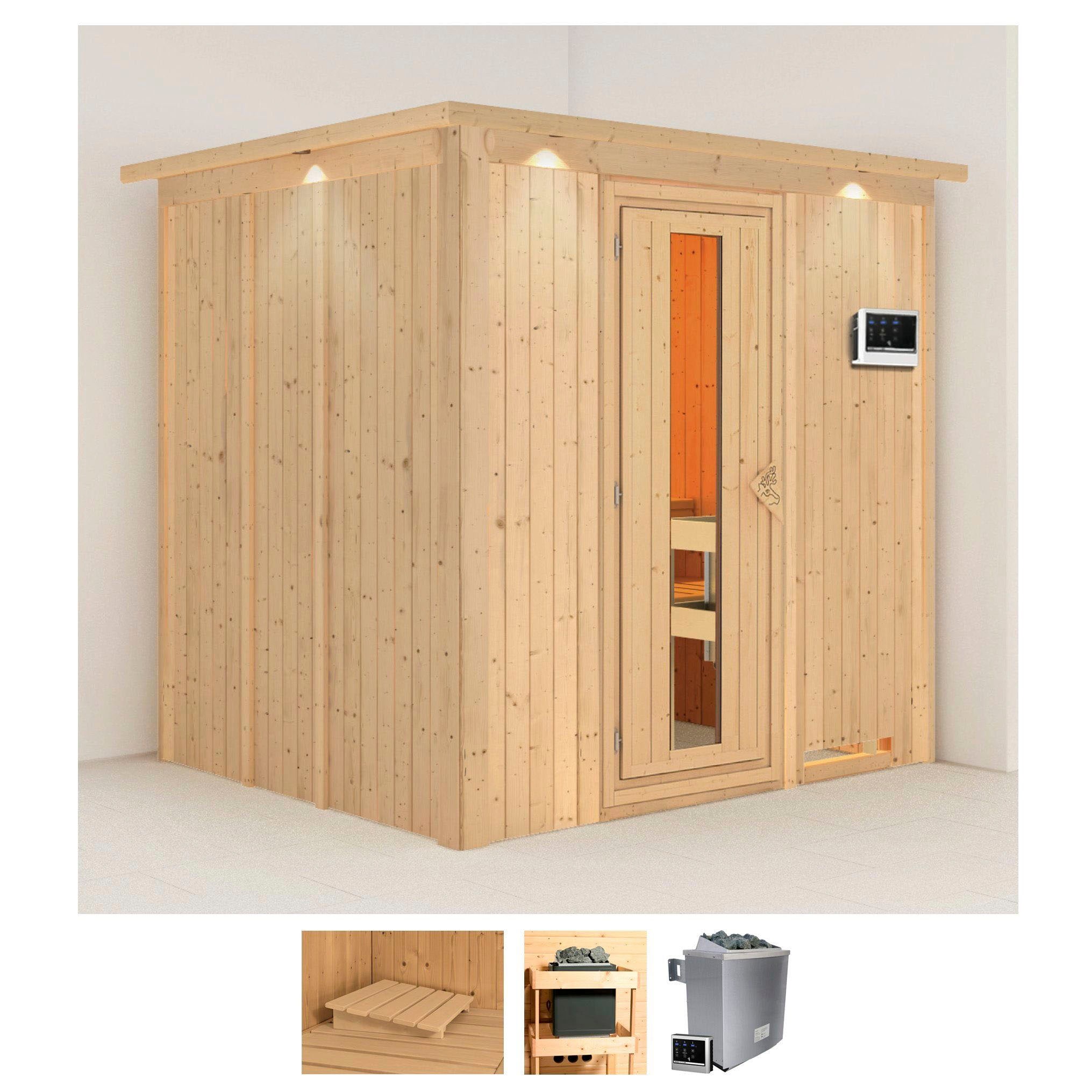Karibu Pirtis »Solida« (Set) 9 KW-Ofen su ext...