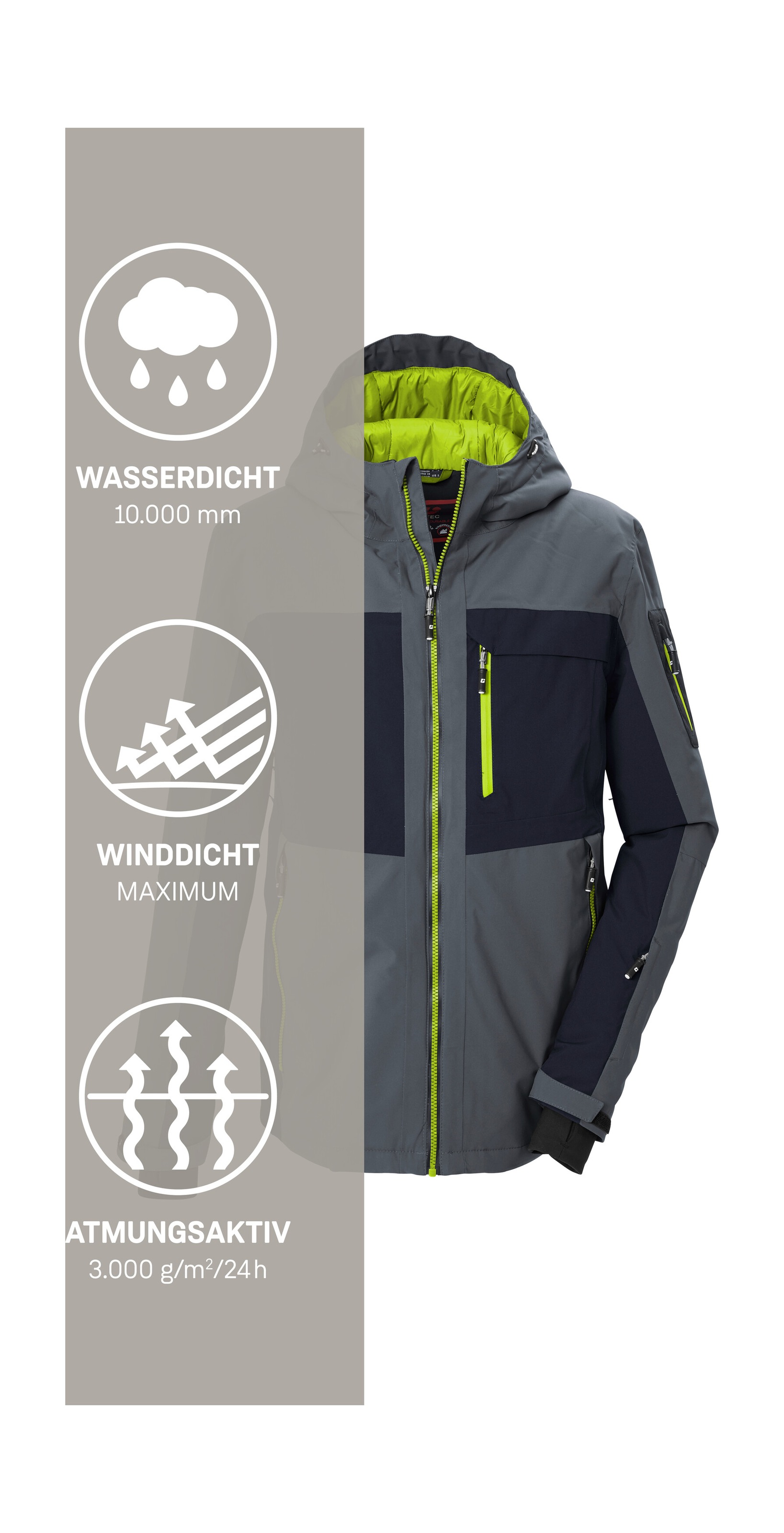Killtec Skijacke »KSW 79 MN SKI JCKT« Skijacke: wasserdicht, atmungsaktiv, Colourblock-Design