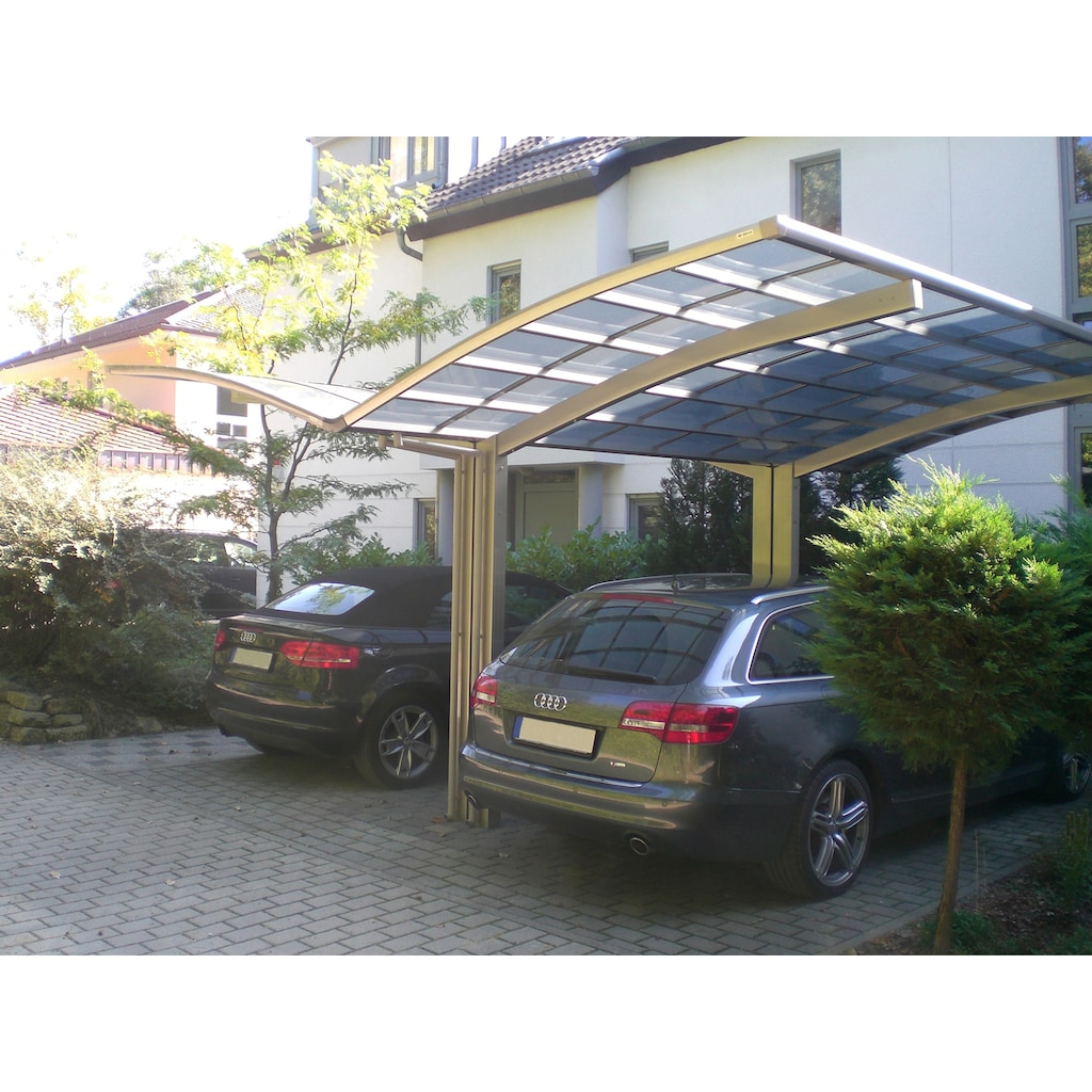 Ximax Doppelcarport »Portoforte Typ 60 Y-Edelstahl-Look«, Aluminium, 527 cm, edelstahlfarben