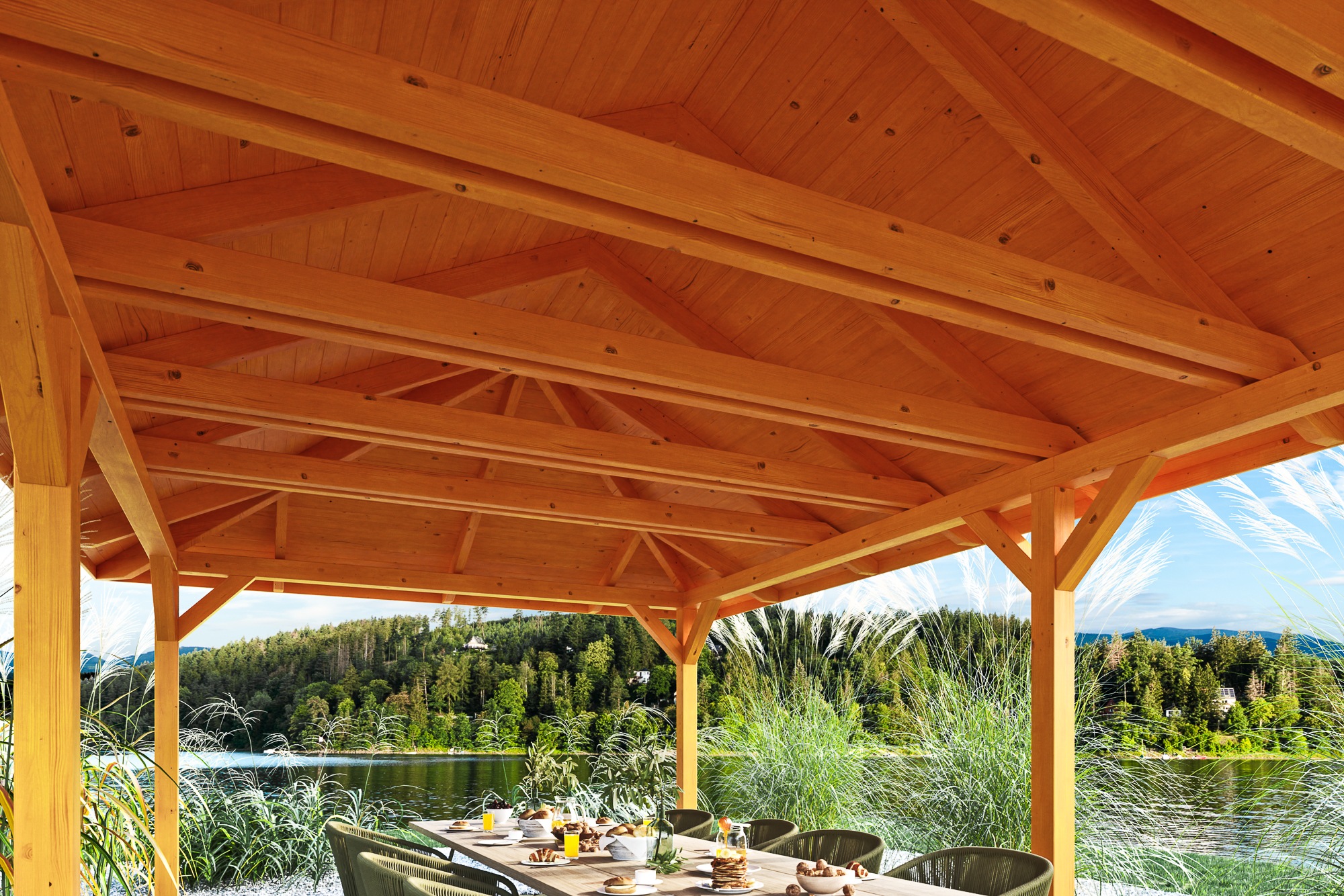 Skanholz Holzpavillon »Orleans 3«, Leimholz, 424 x 836 cm