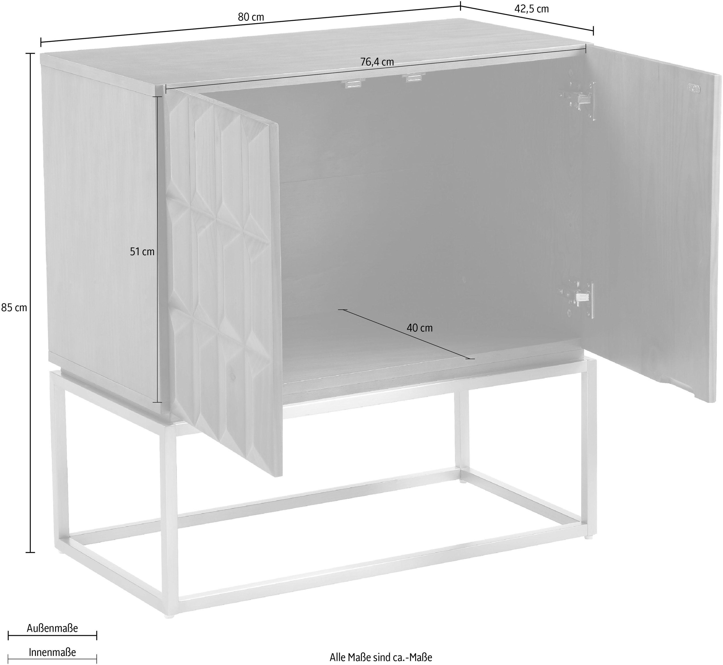 Leonique Kommode »Alais«, in 3D-Optik und goldfarbenem Gestell