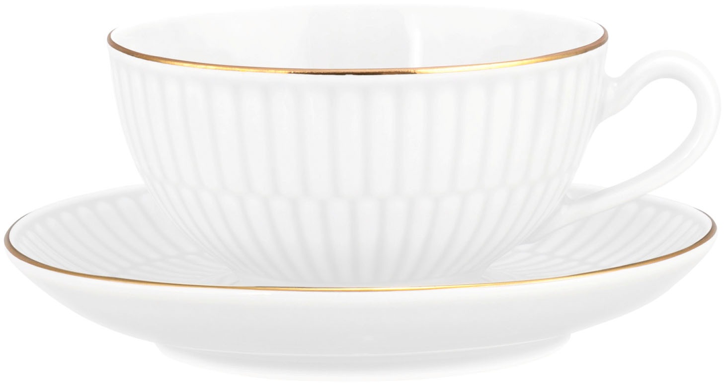 Seltmann Weiden Geschirr-Set "Teeservice 18-teilig klein Amina weiß mit Gol günstig online kaufen