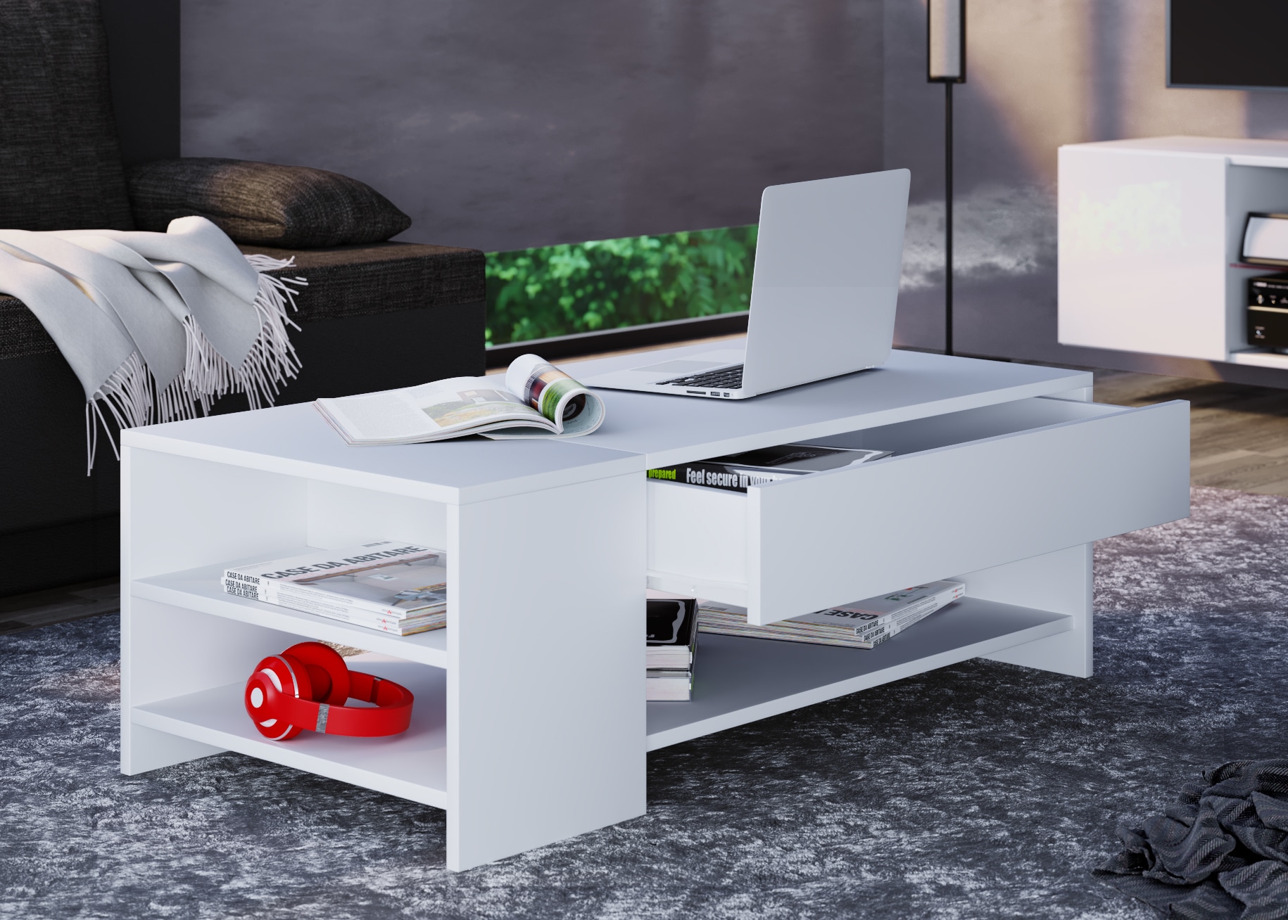 VCM Beistelltisch »Holz Sofatisch Couchtisch Schublade Tindus«