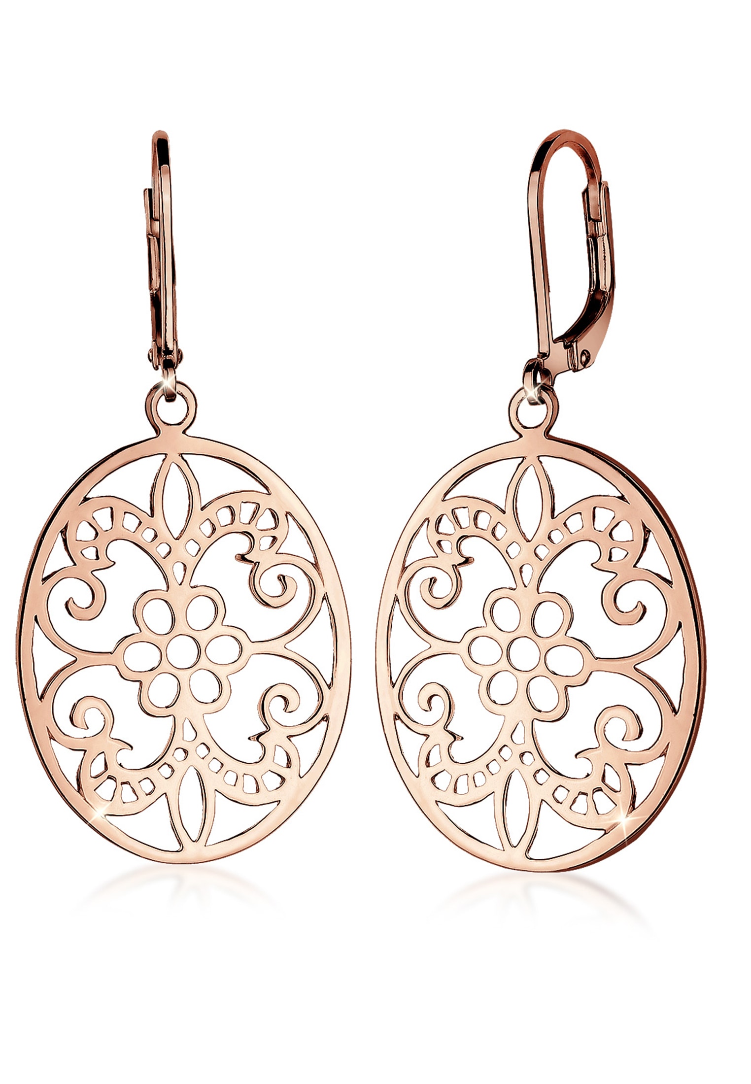 Paar Ohrhänger »Ornament Blume Orientalisch Oval 925 Silber«