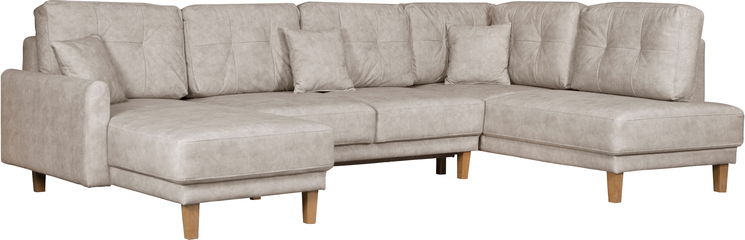 Home affaire Wohnlandschaft »TRIPLO U-Form wahlweise mit Schlaffunktion, B/T/H: 310/192/90 cm«, Schlafsofa, auch mit Bettkasten, Steppung im Rückenkissen