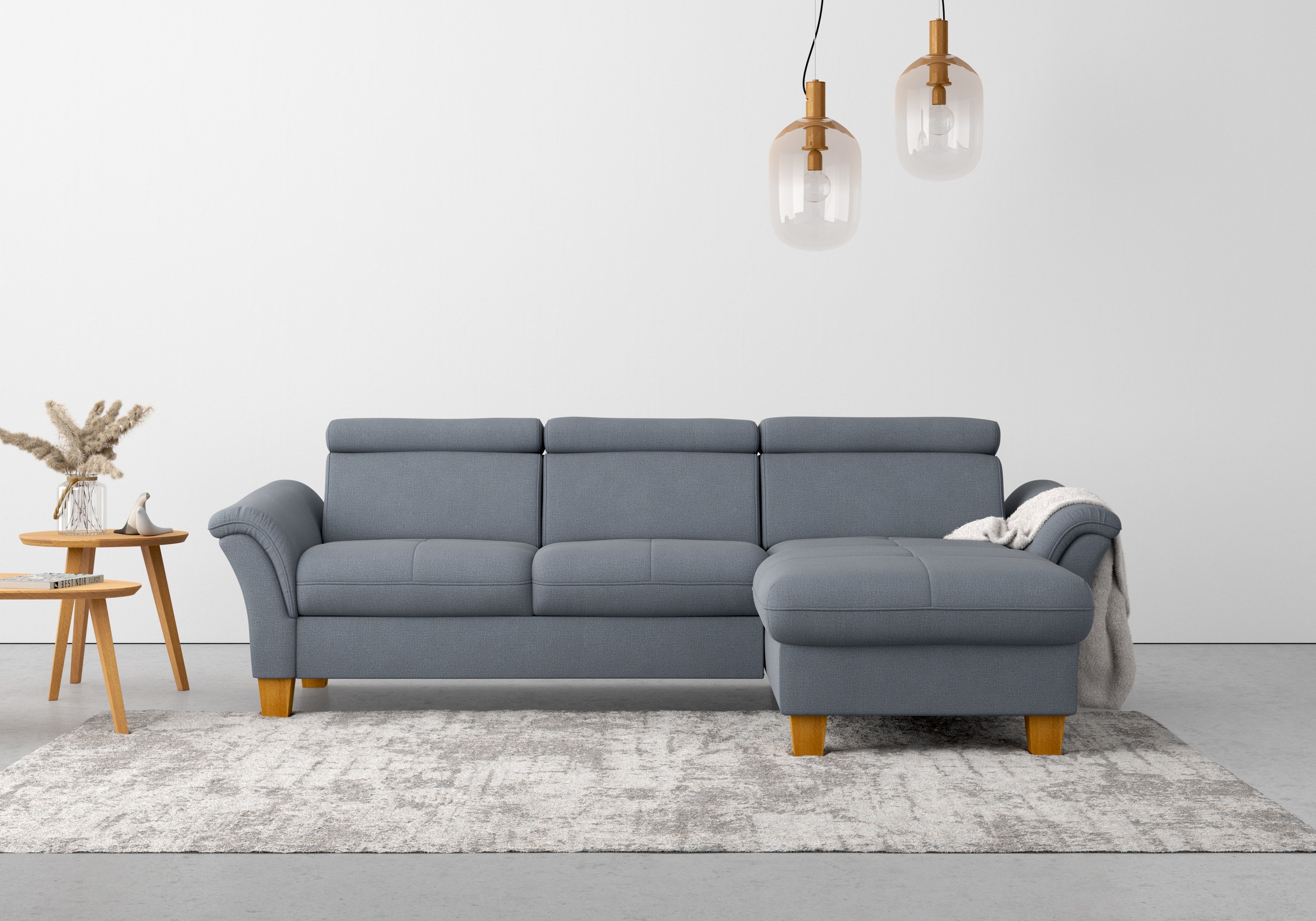 Home affaire Ecksofa »Lindgren L-Form« wahlweise mit Bett mit klappbaren Rollen, Kasten und Kopfverstellung
