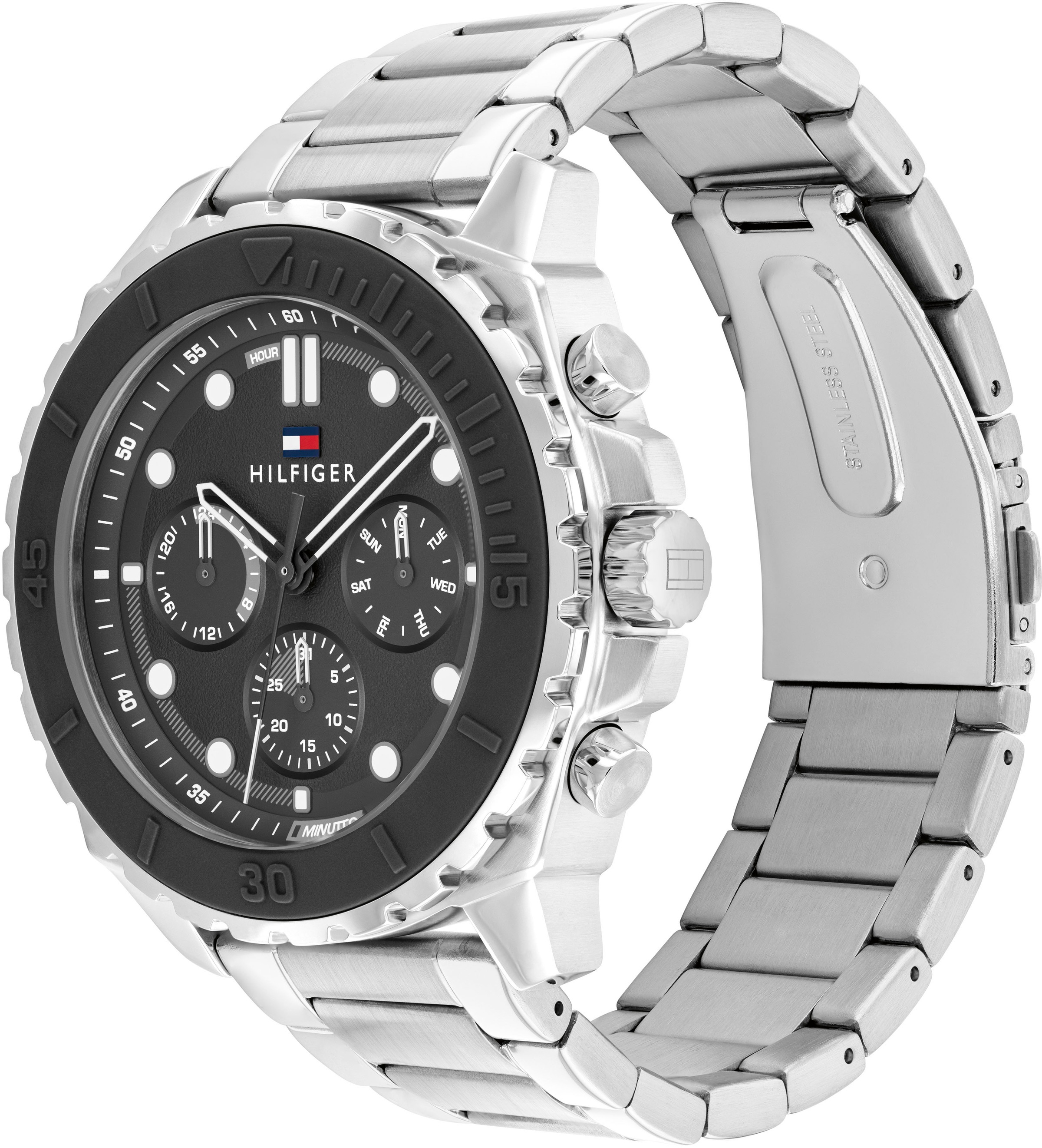 Tommy Hilfiger Multifunktionsuhr »MORGAN«, Quarzuhr, Armbanduhr, Herrenuhr, Edelstahlarmband, analog