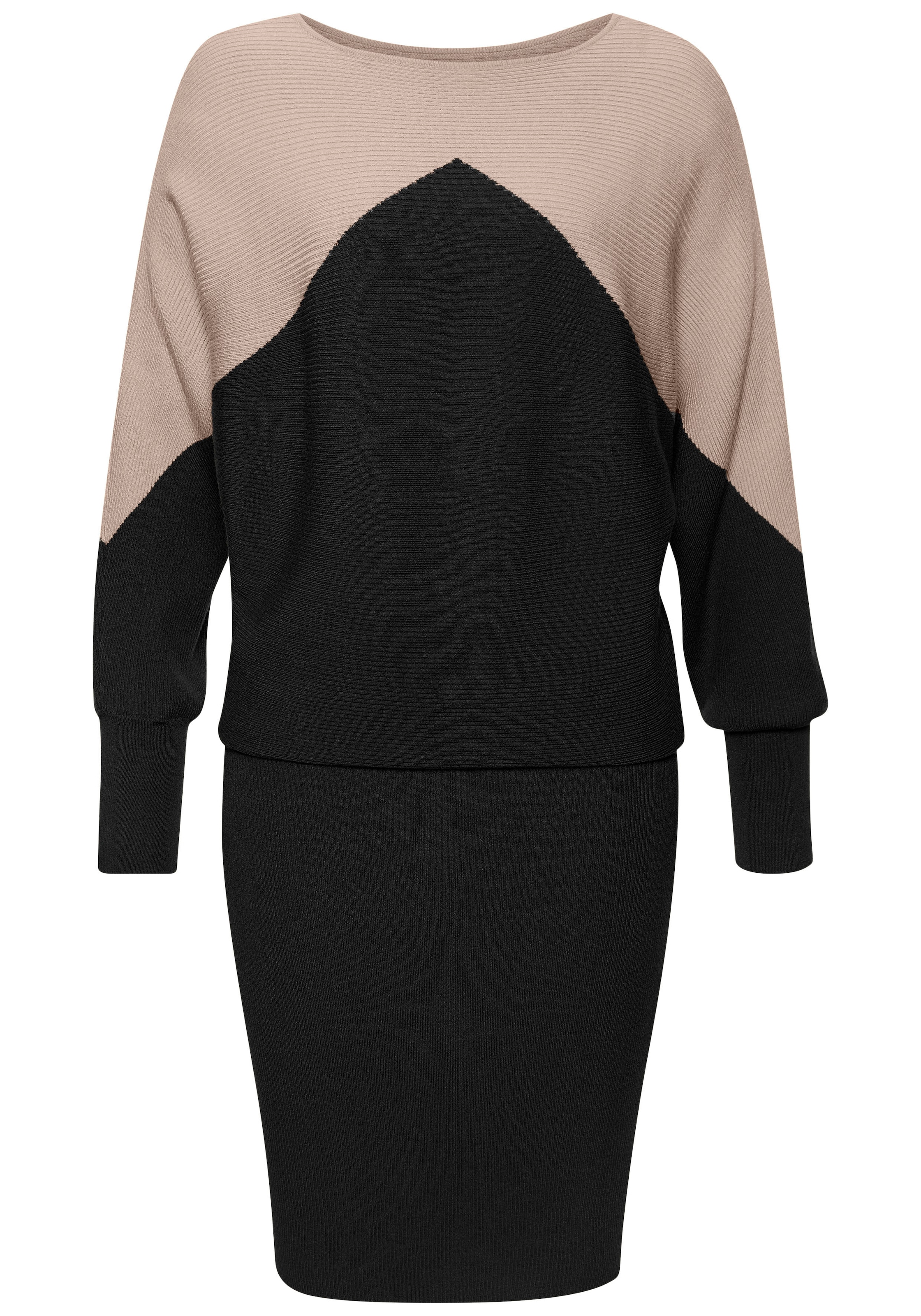 LASCANA Strickkleid, in Kontraststrick, Winterkleid