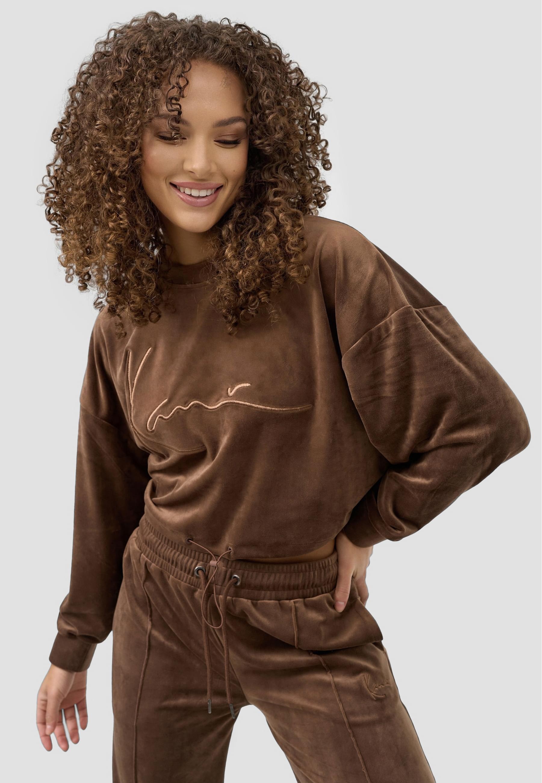 Karl Kani Sweater »Karl Kani Damen KW214-045-1 Signature Velvet Crop Crew brown«, (1 tlg.)