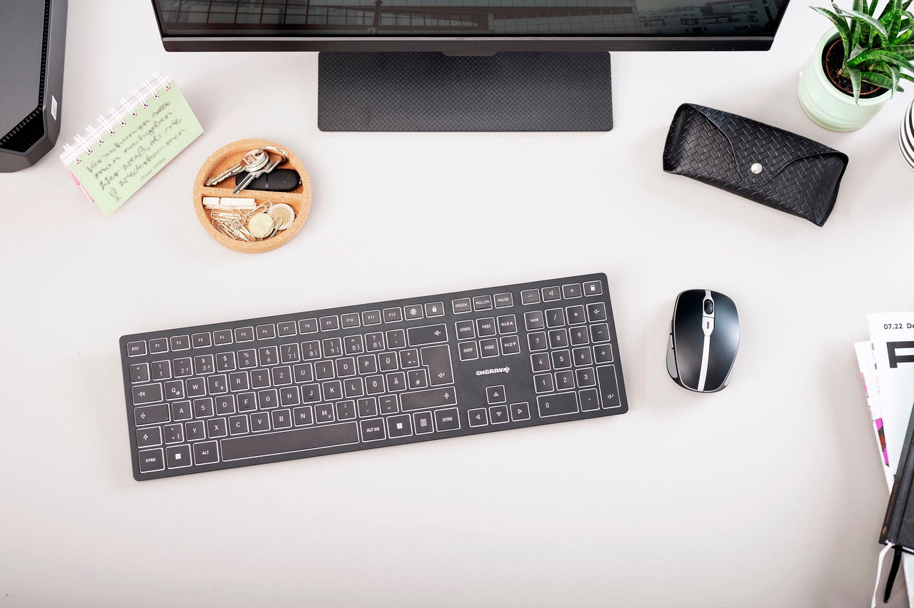 Cherry Tastatur »KW 9100 SLIM«, (Ziffernblock-Fn-Tasten-Windows-Sperrtaste-USB-Anschluss)