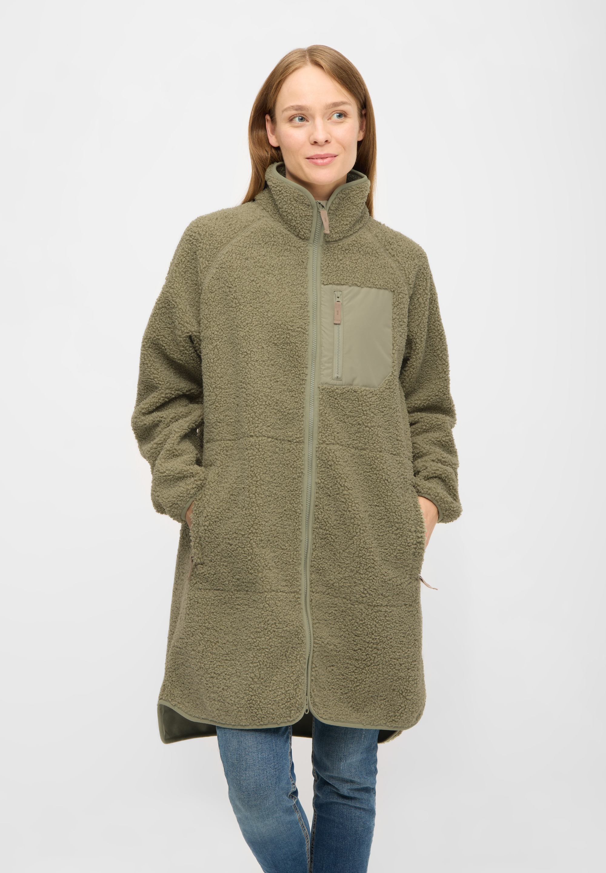 Derbe Fleecejacke "Kuschelby Long" ohne Kapuze Fleecejacke, lang, glitzernd günstig online kaufen