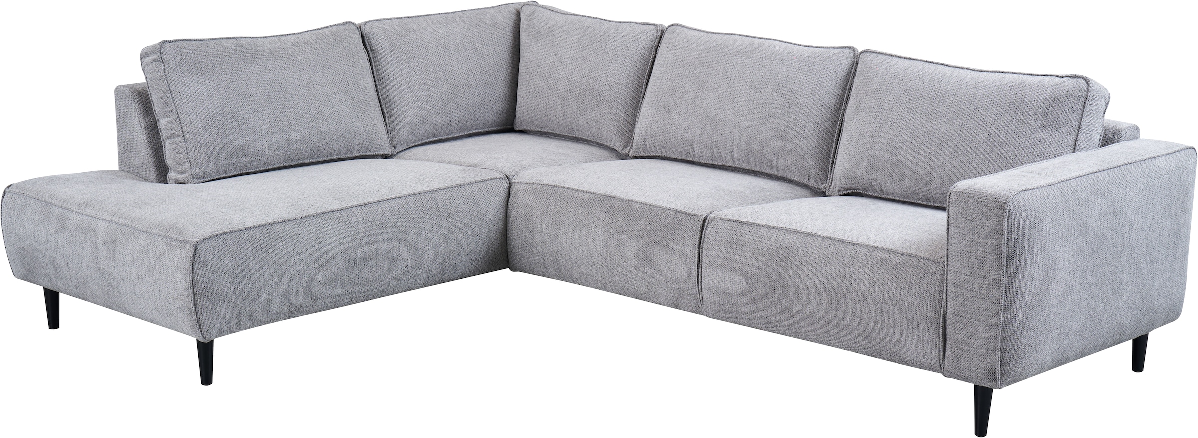 Places of Style Ecksofa »Fumone, Lederoptik oder Soft-Touch Chenille«, Breite 260, mit schwarzen Massivholzfüßen