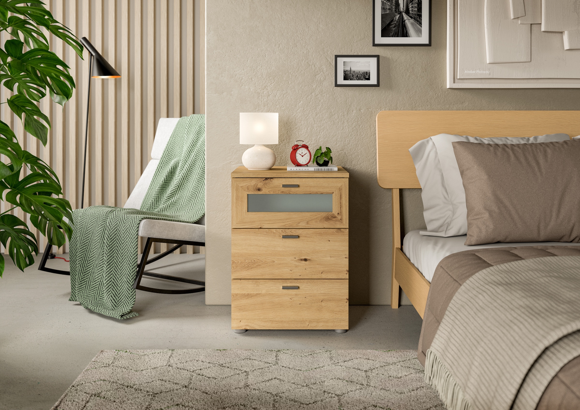 INOSIGN Kommode »Onex, Breite 45 cm, mit Glasfront im Schubkasten,vielseitig einsetzbar«, in verschiedenen Farben, Nachttisch, Nachtschrank