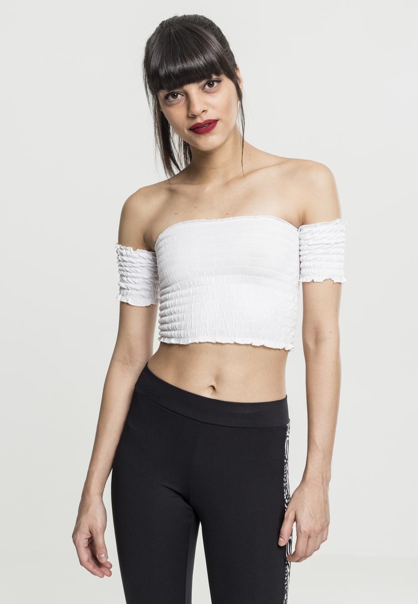 URBAN CLASSICS Muskelshirt "Urban Classics Damen Ladies Cropped Cold Shoulder Smoke Top"