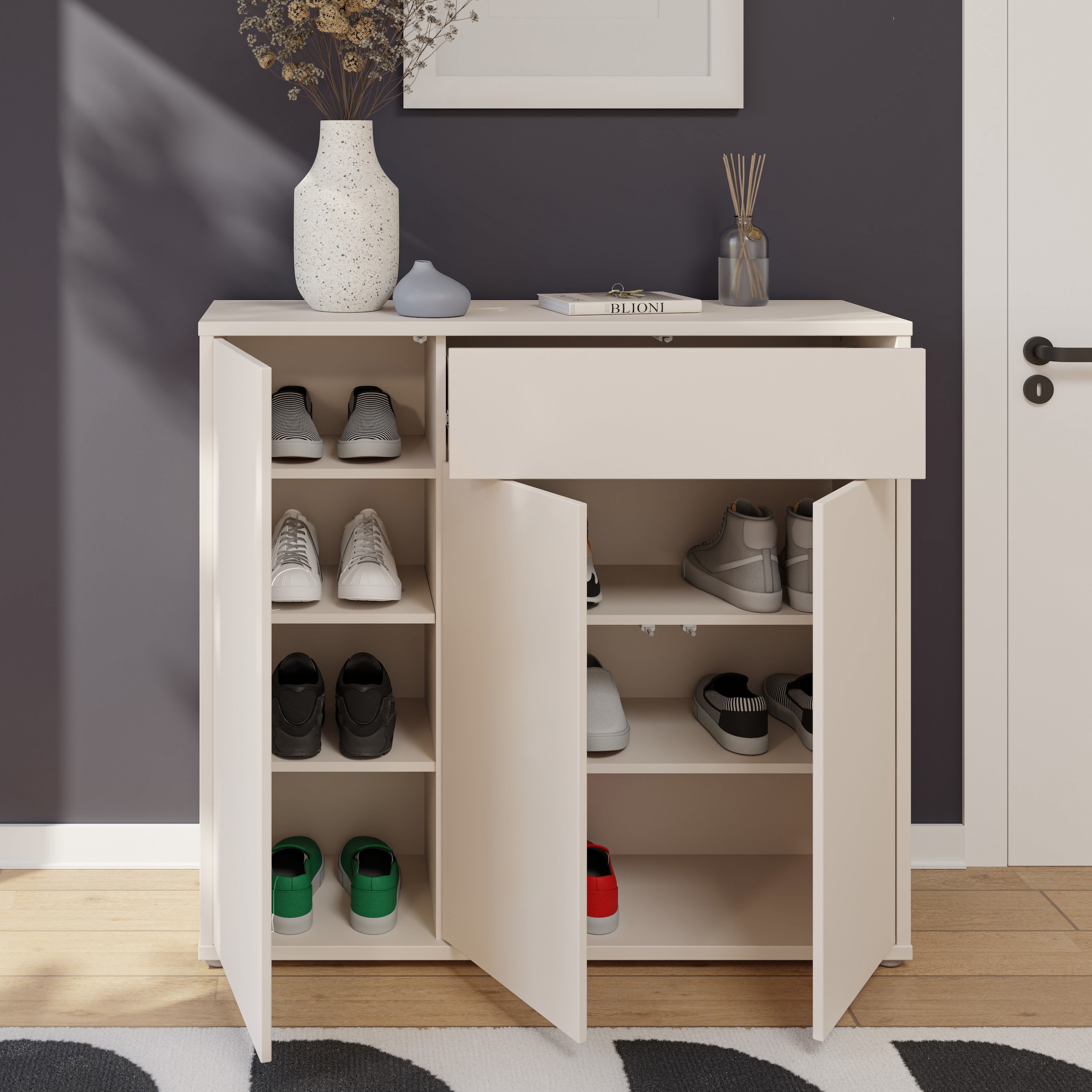 FORTE Schuhschrank B/H/T 109,2/99,1/34,9 cm Push to open, 20 Paar Schuhe