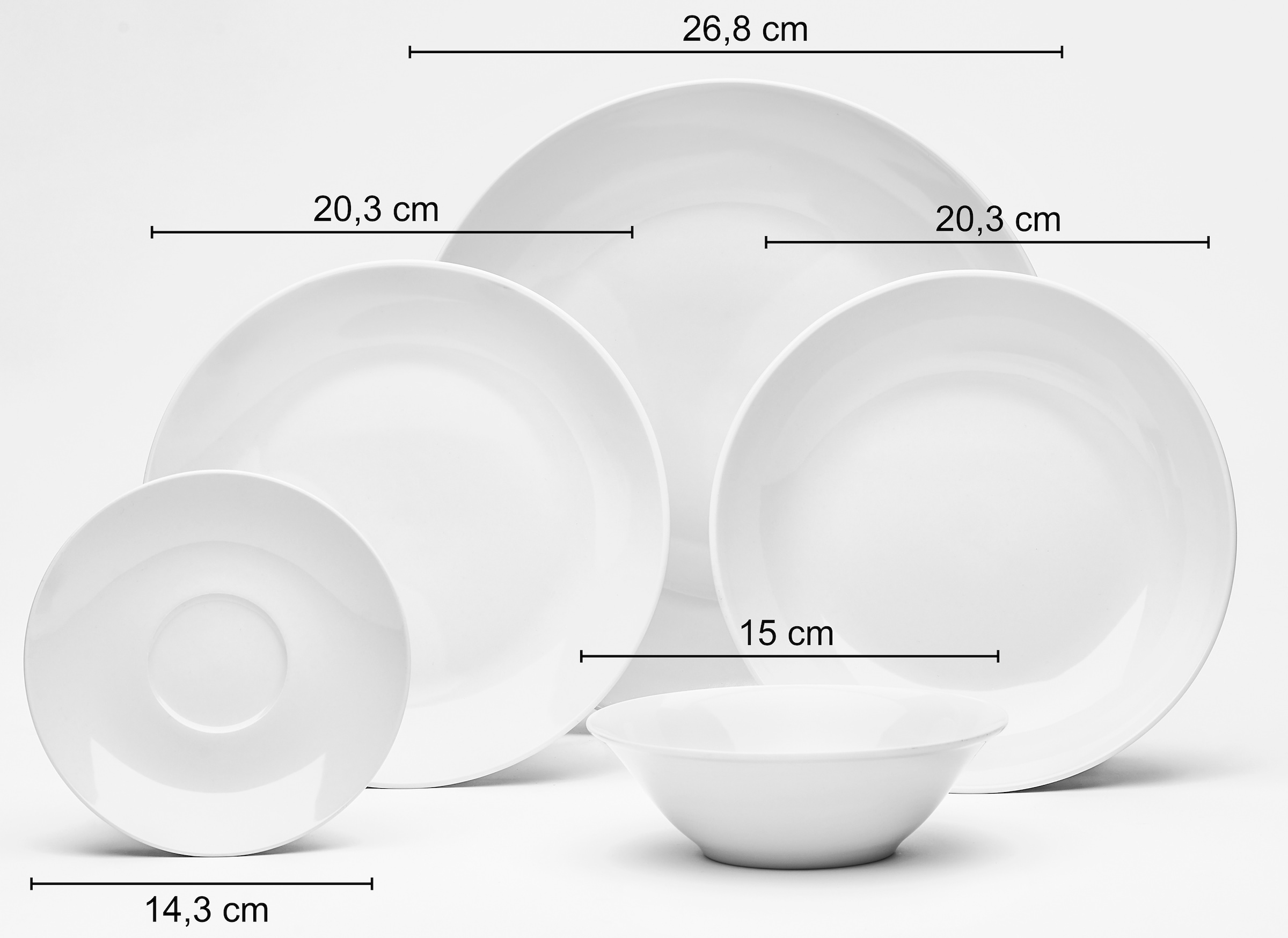 van Well Kombiservice »Geschirr-Set Ronda, 32-teilig«, (Set, 32 tlg.), rund, weiß, spülmaschinen- und mikrowellengeeignet
