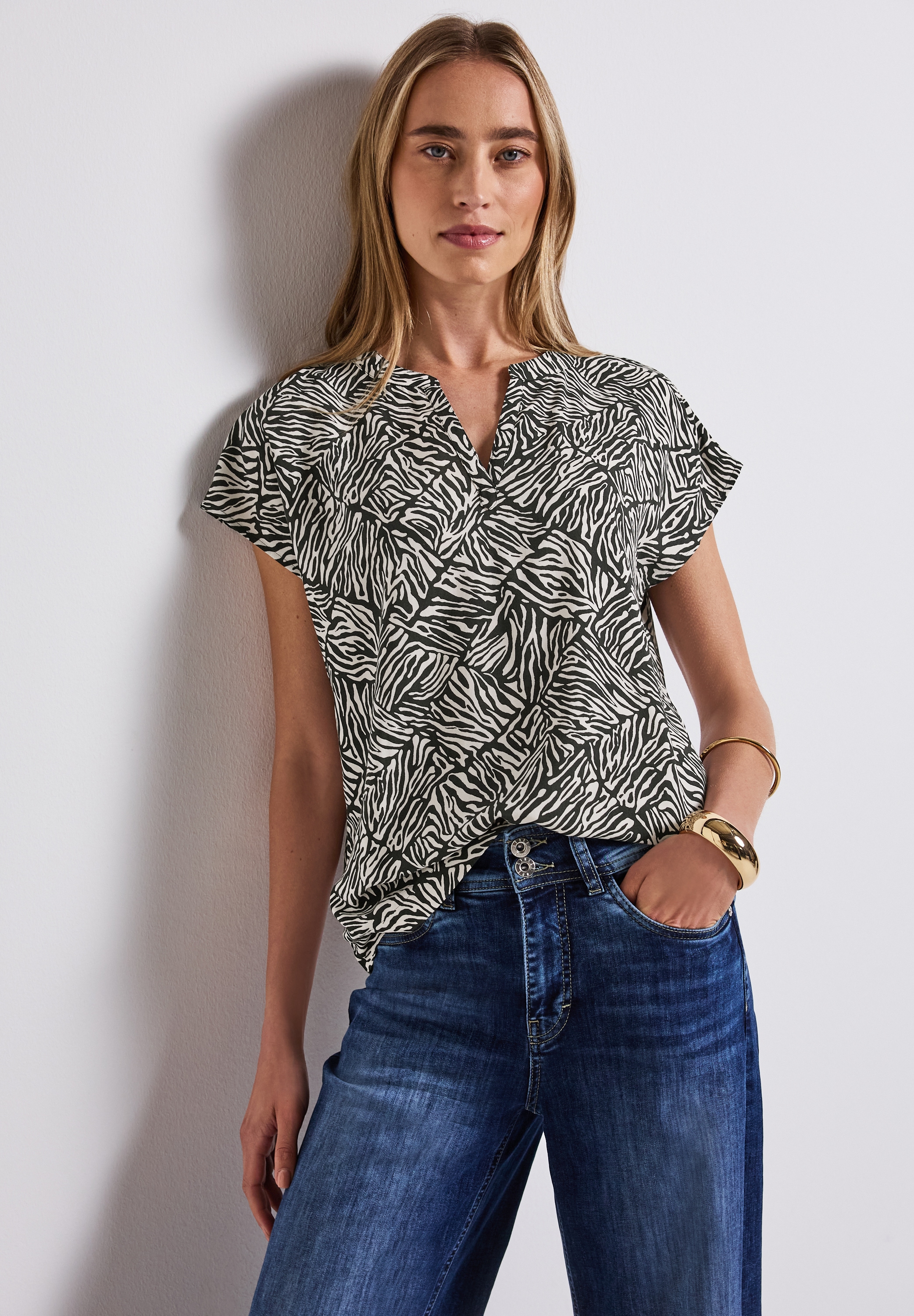 STREET ONE Kurzarmbluse, mit Minimal Print günstig online kaufen
