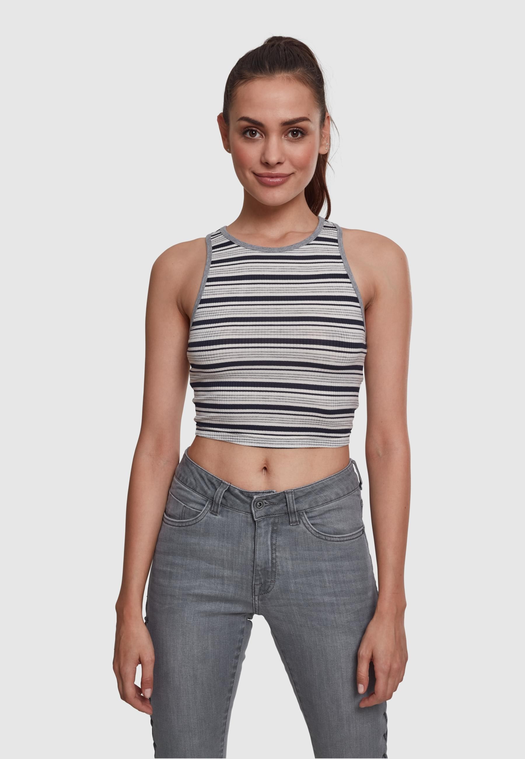URBAN CLASSICS Muskelshirt »Urban Classics Damen Ladies Rib Stripe Cropped Top«, (1 tlg.)